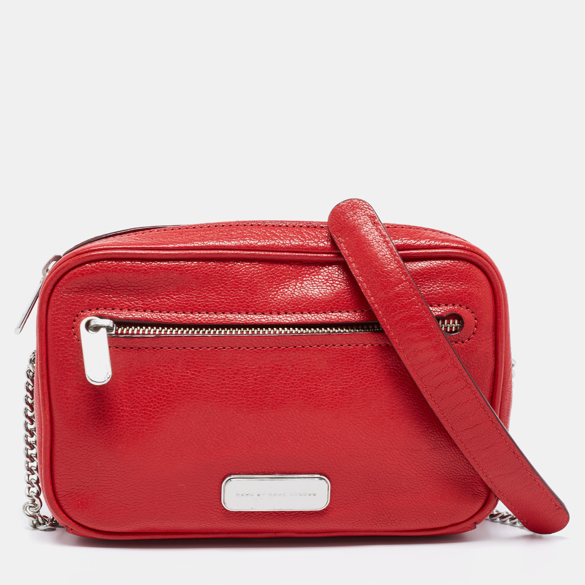 Pre-owned Marc By Marc Jacobs Red Leather Sally Camera Bag