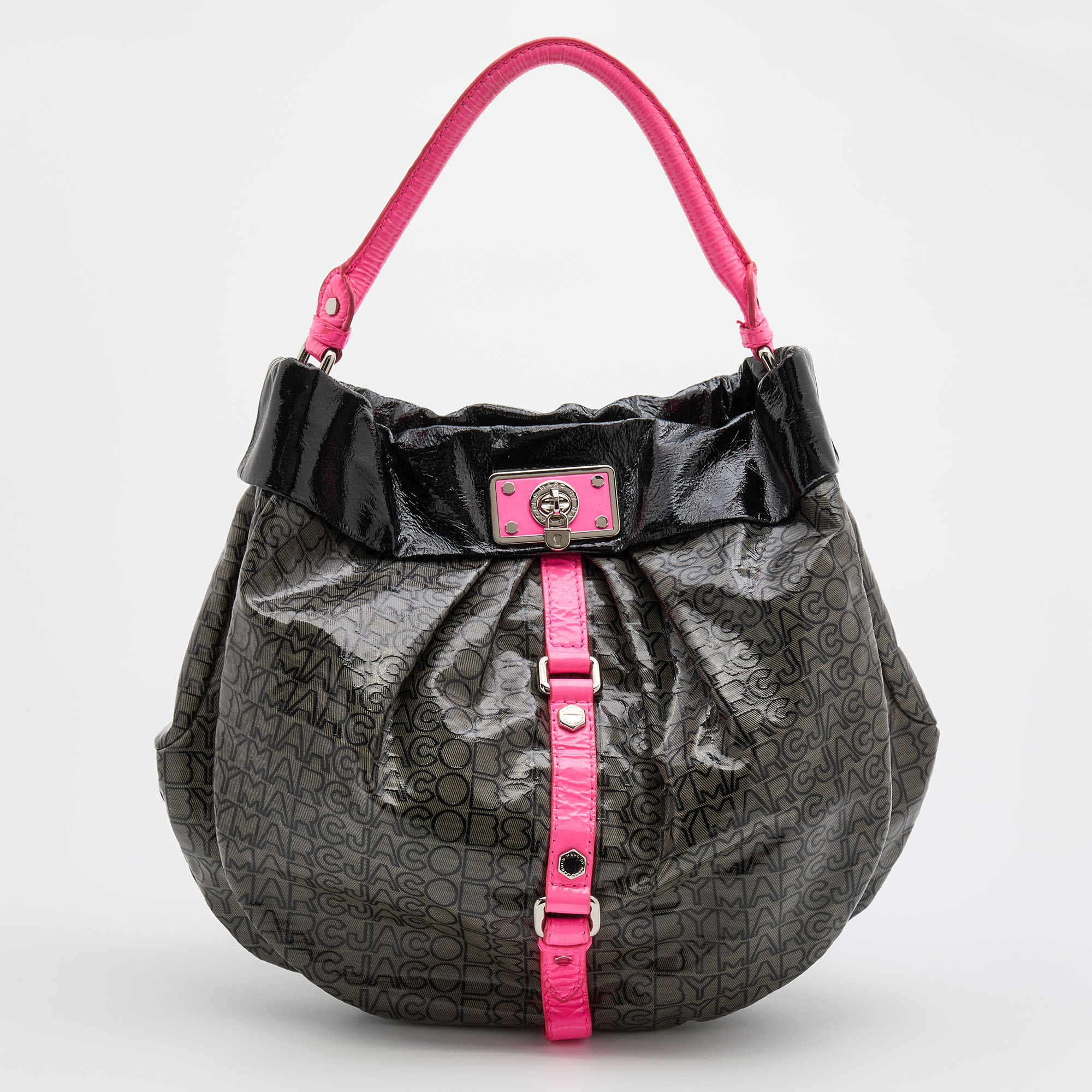 Pre Owned Marc by Marc Jacobs Multicolor Coated Fabric and Patent Leather Lil Riz Hobo