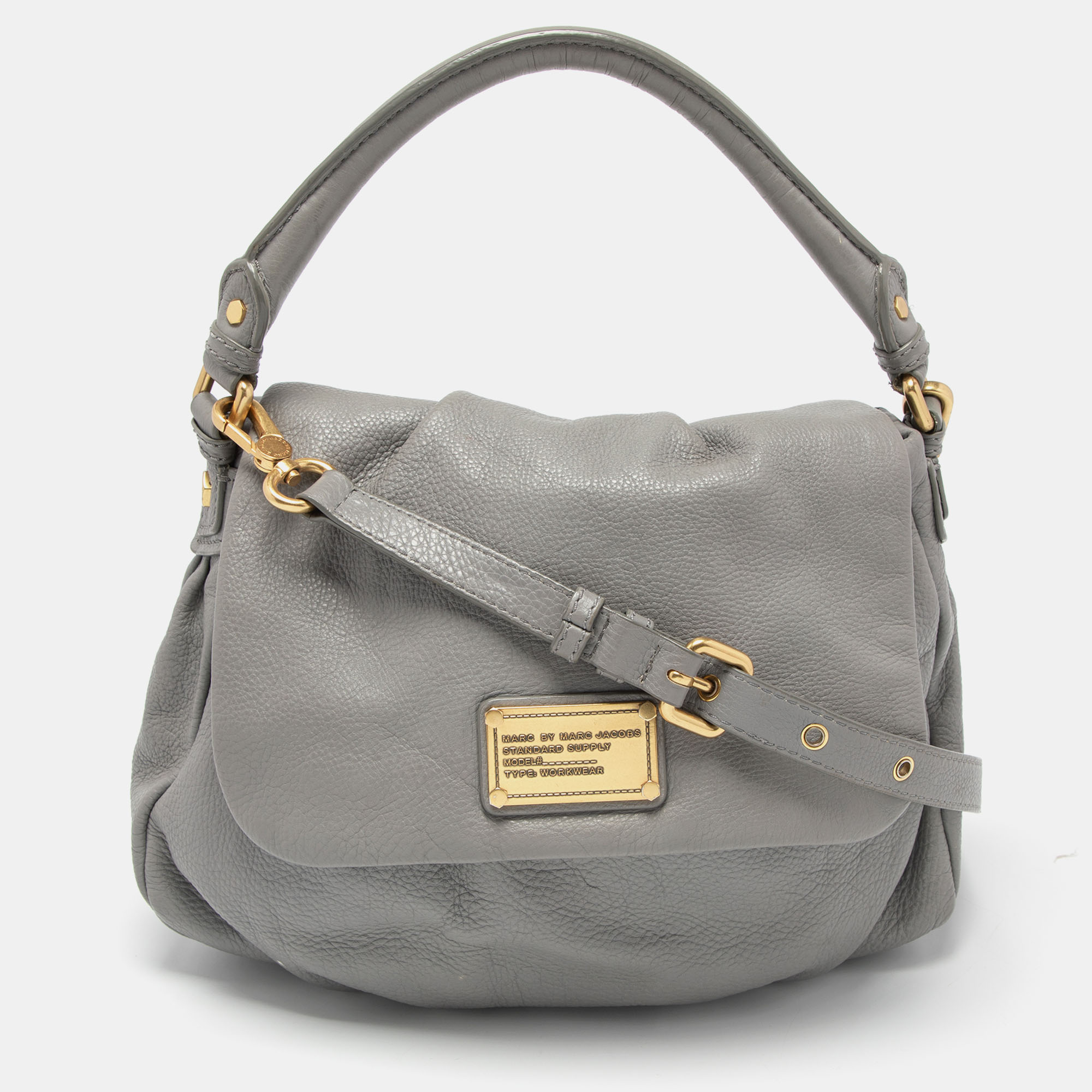 Pre-owned Marc By Marc Jacobs Grey Leather Classic Q Lil Ukita Top Handle Bag