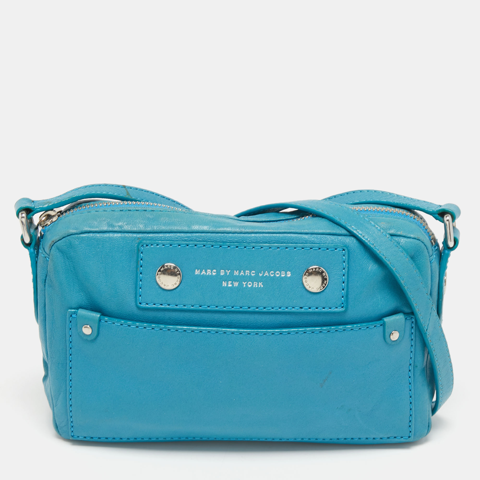 Pre-owned Marc By Marc Jacobs Turquoise Blue Leather Crossbody Bag