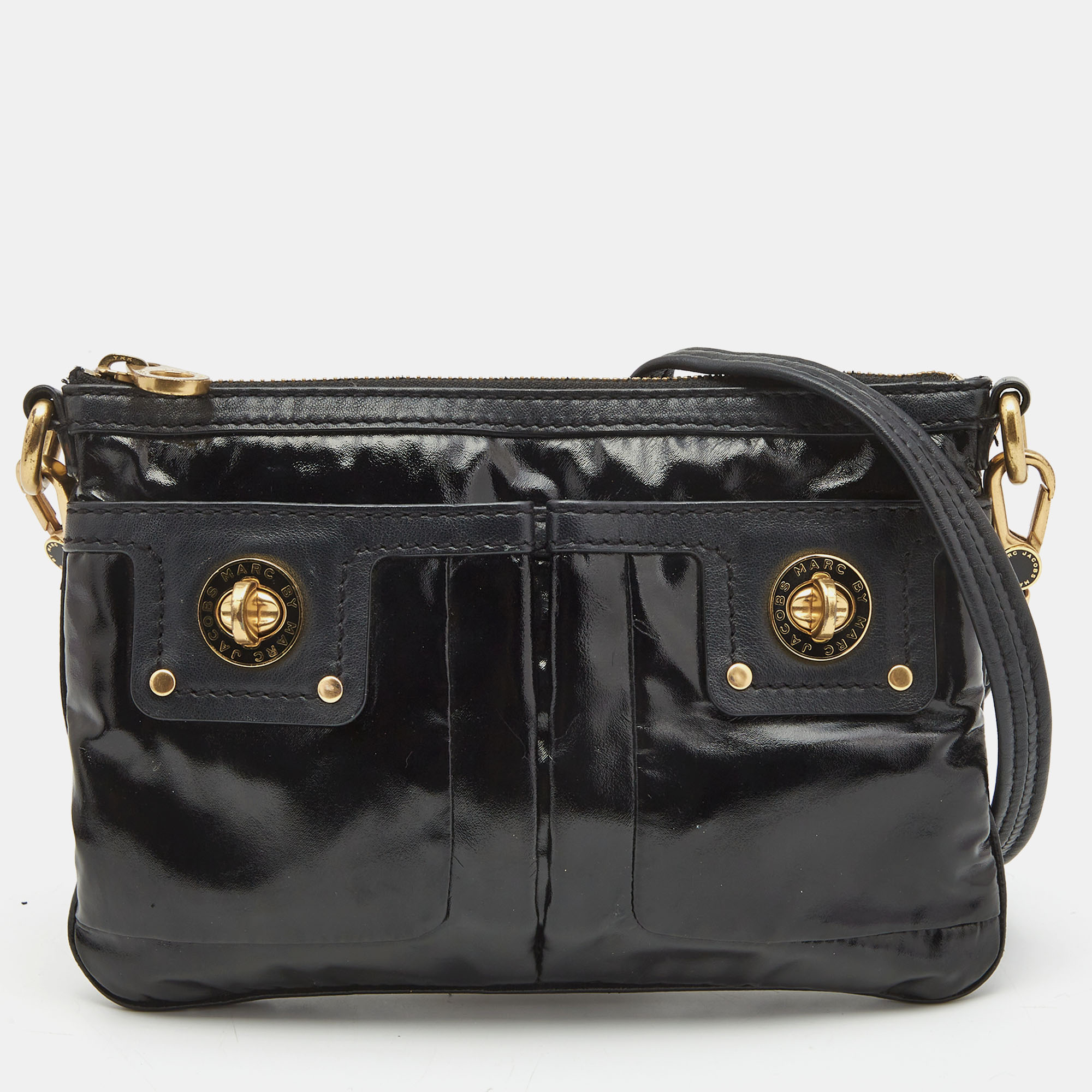 Pre-owned Marc By Marc Jacobs Black Coated Fabric Totally Turnlock Percy Crossbody Bag