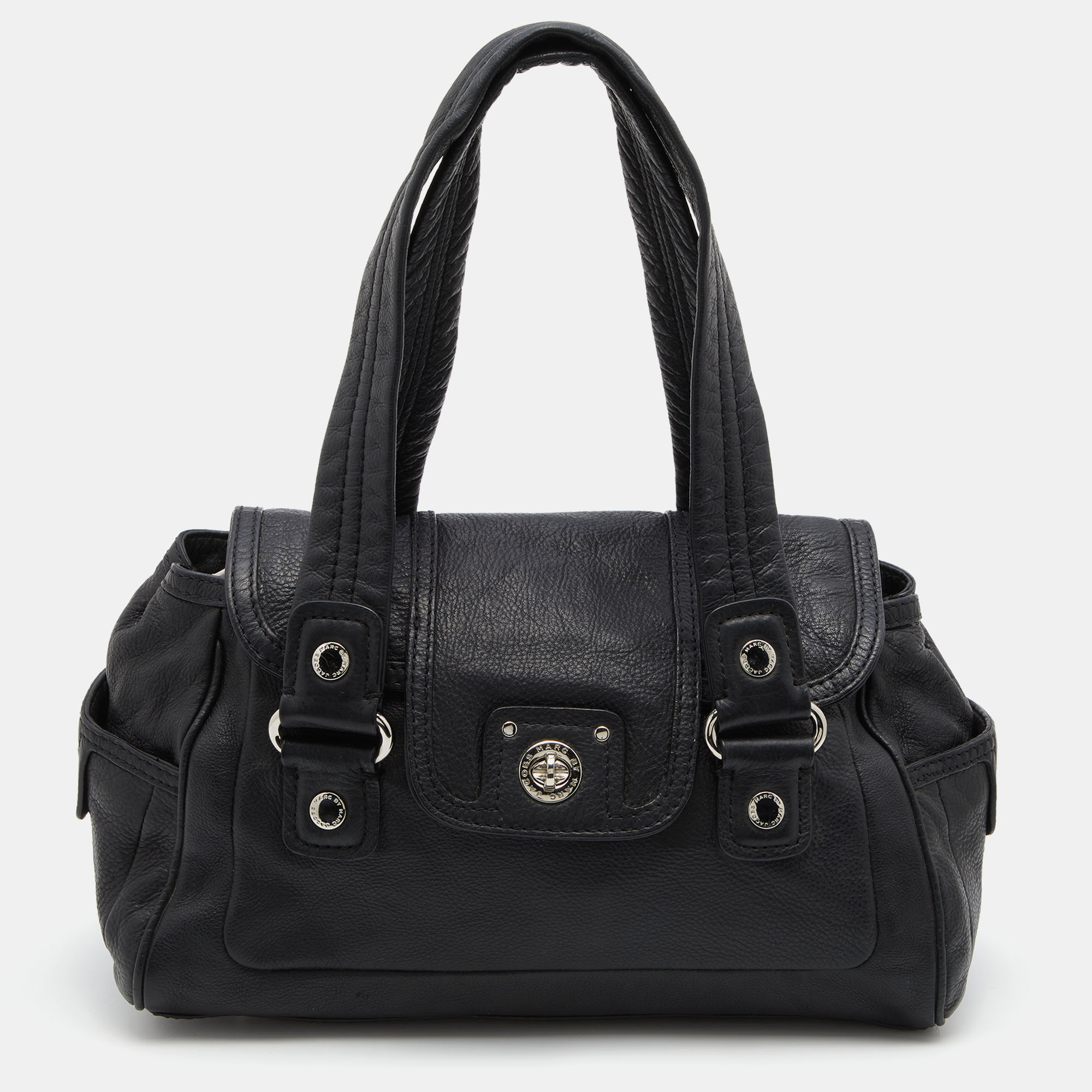 Pre-owned Marc By Marc Jacobs Black Leather Totally Turnlock Benny Satchel
