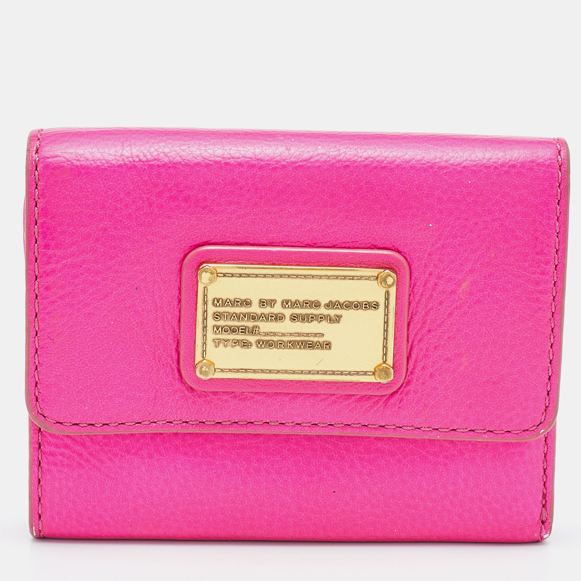Pre-owned Marc By Marc Jacobs Fuchsia Leather Trifold Wallet In Pink