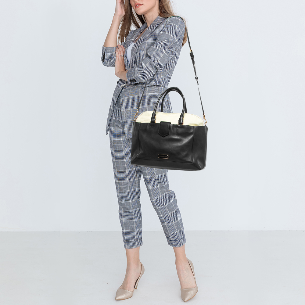 

Marc by Marc Jacobs Black/Light Yellow Leather Zip Tote