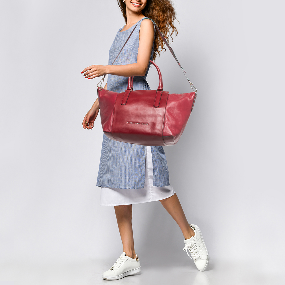 

Marc by Marc Jacobs Red Leather Zip Shopper Tote
