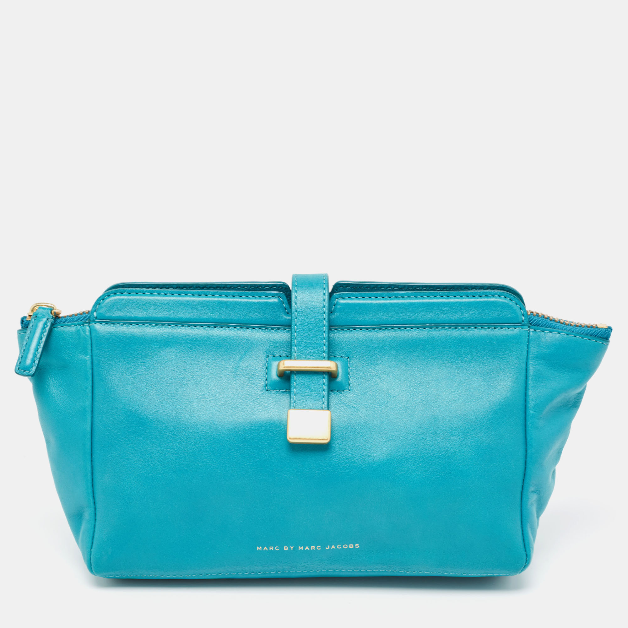 Pre-owned Marc By Marc Jacobs Green Turquoise Leather Zip Pouch