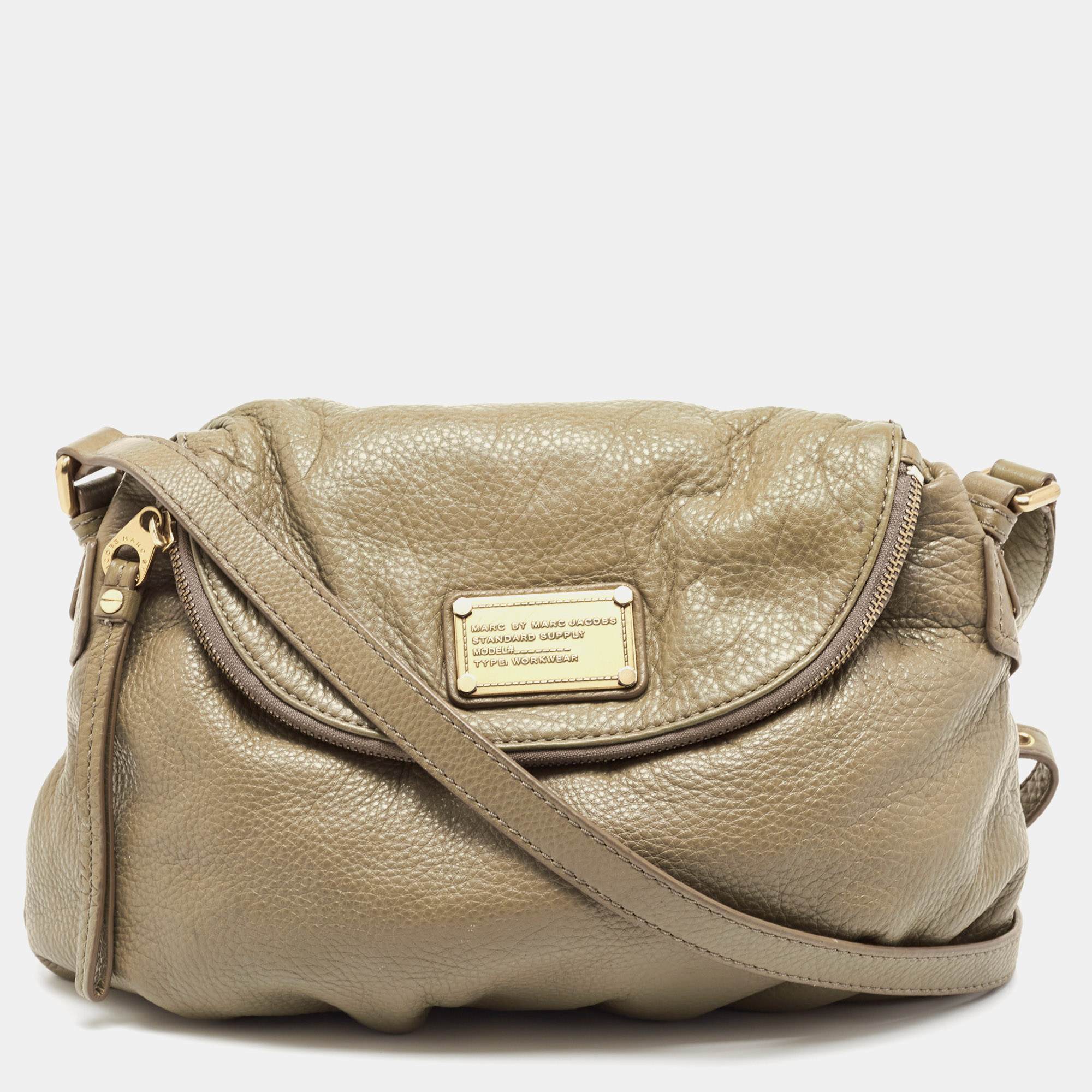 Pre-owned Marc By Marc Jacobs Taupe Leather Classic Q Natasha Crossbody Bag In Grey