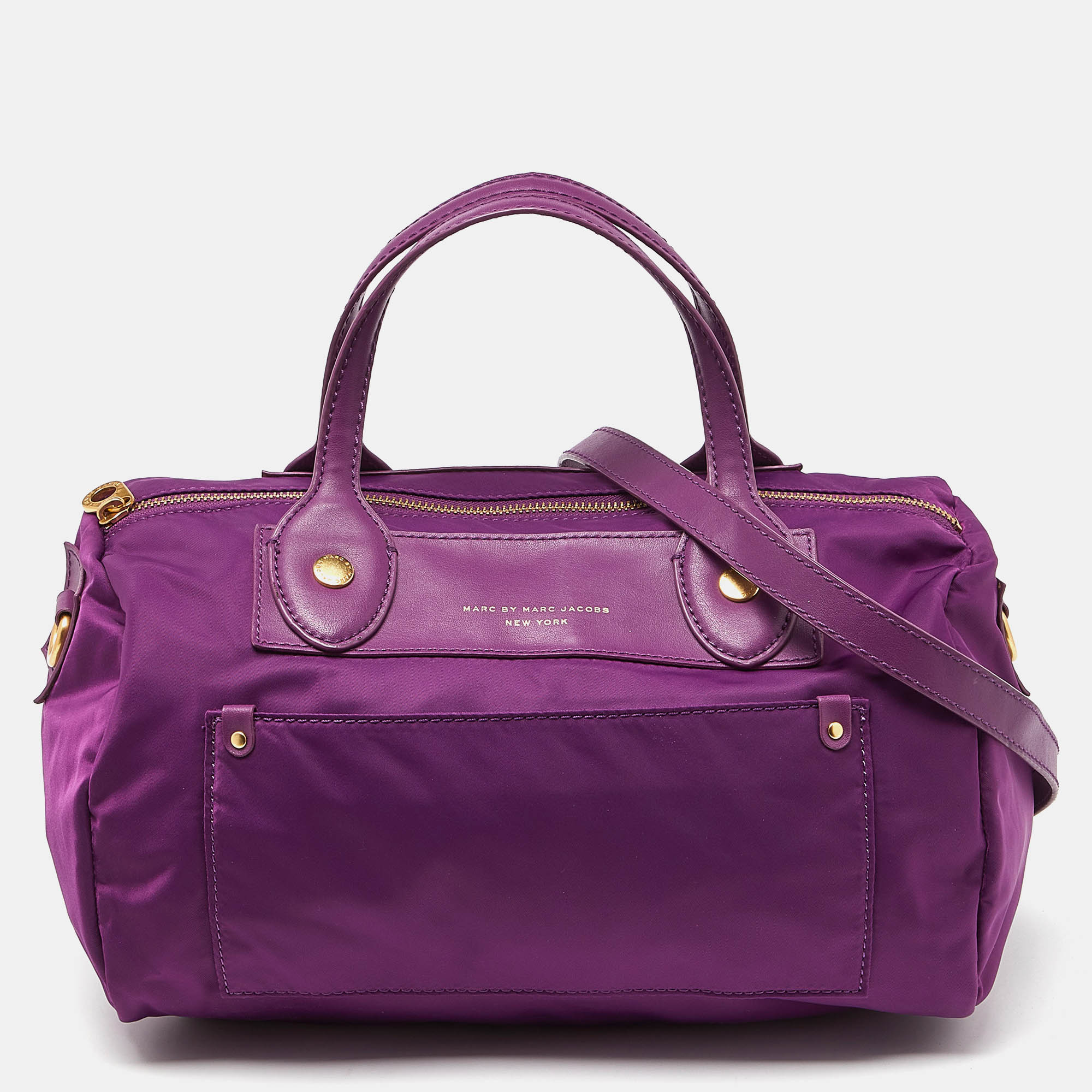 Pre-owned Marc By Marc Jacobs Purple Nylon And Leather Preppy Satchel