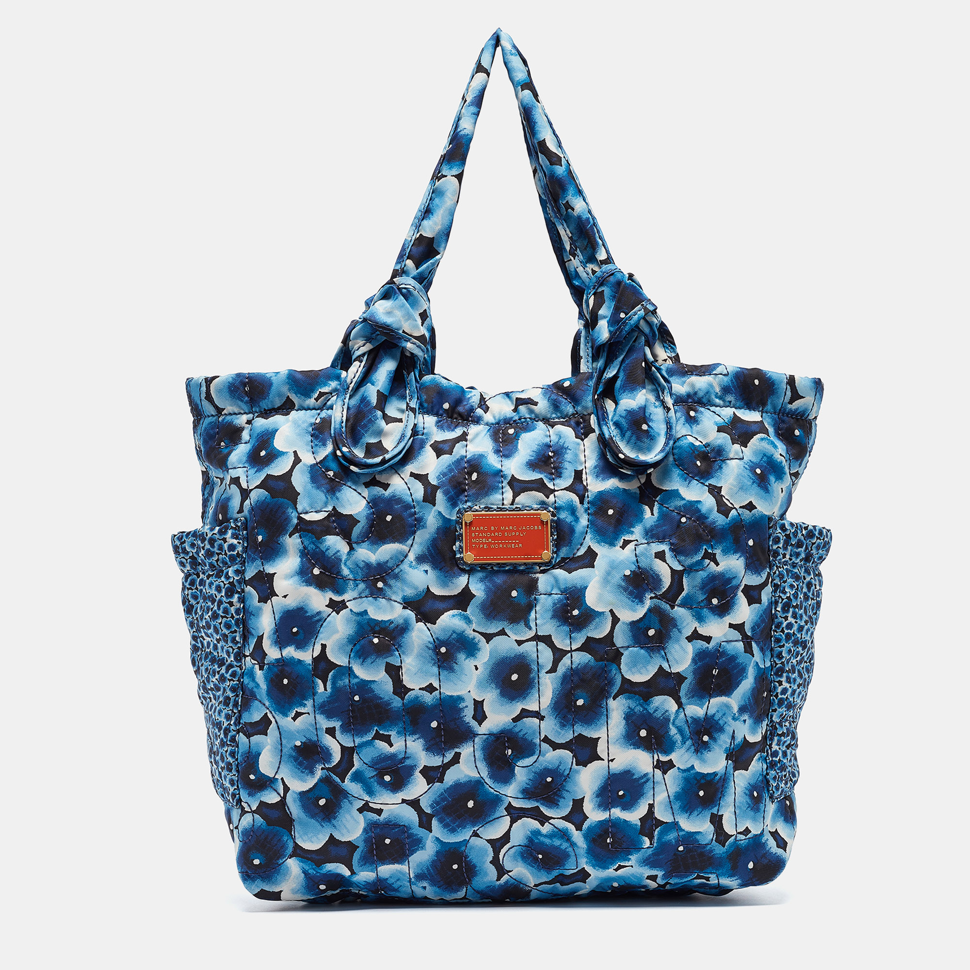 Pre-owned Marc By Marc Jacobs Blue Floral Print Nylon Pretty Tate Tote