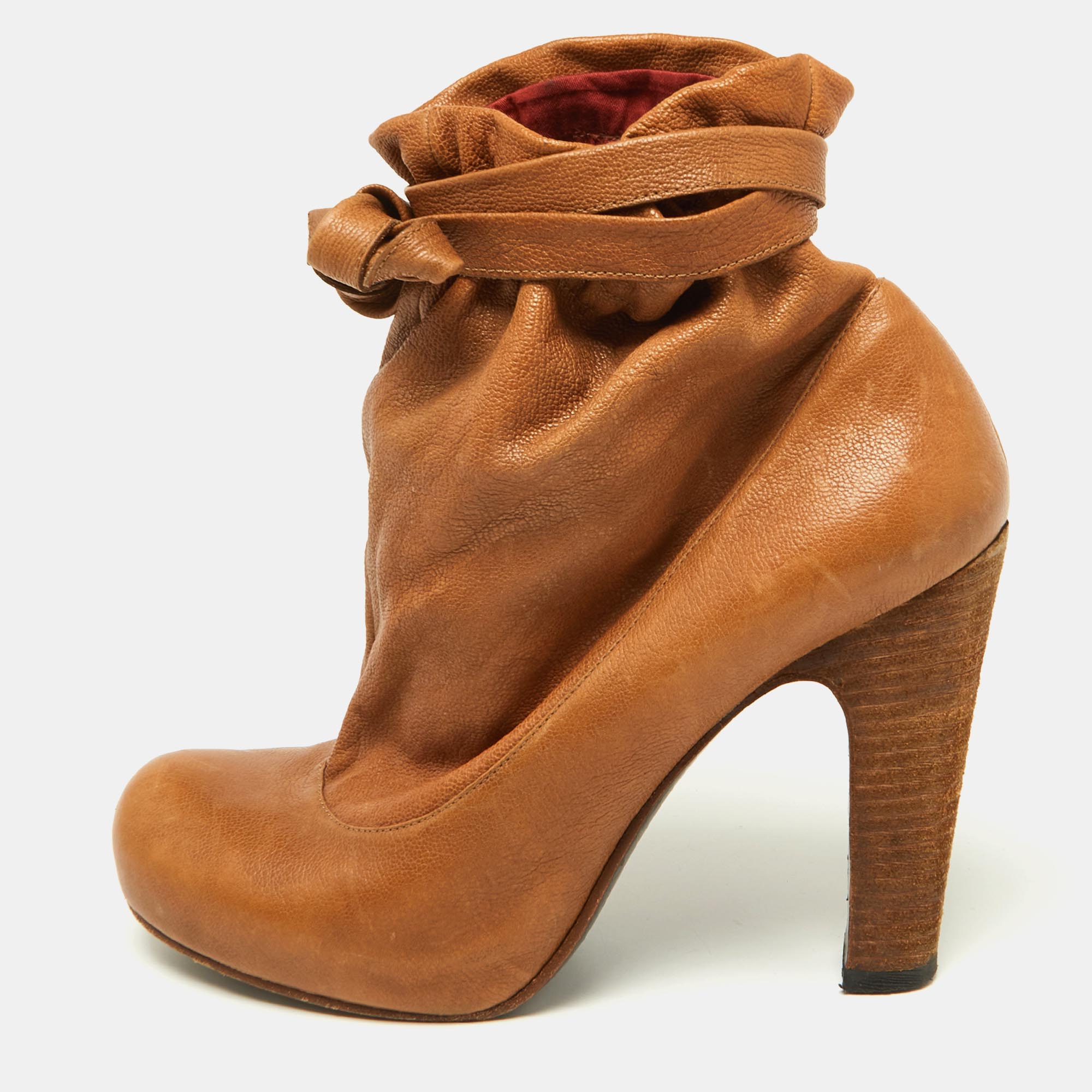 

Marc by Marc Jacobs Brown Leather Ankle Wrap Booties Size