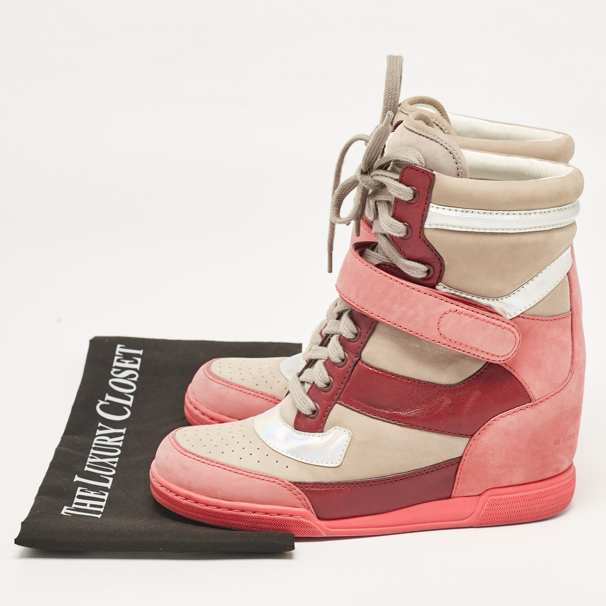 Marc by Marc Jacobs Multicolor Nubuck Leather Wedge Sneakers Size 37 