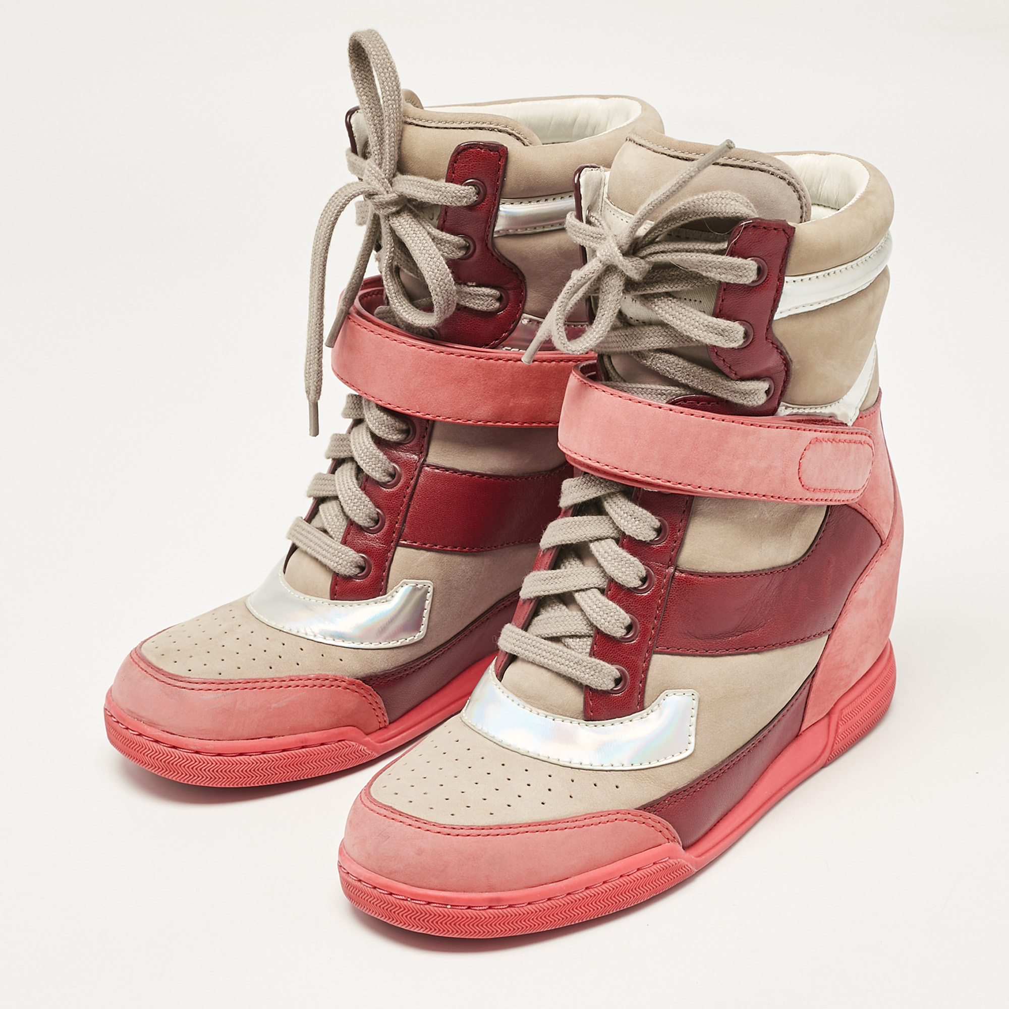 Marc by Marc Jacobs Multicolor Nubuck Leather Wedge Sneakers Size 37 