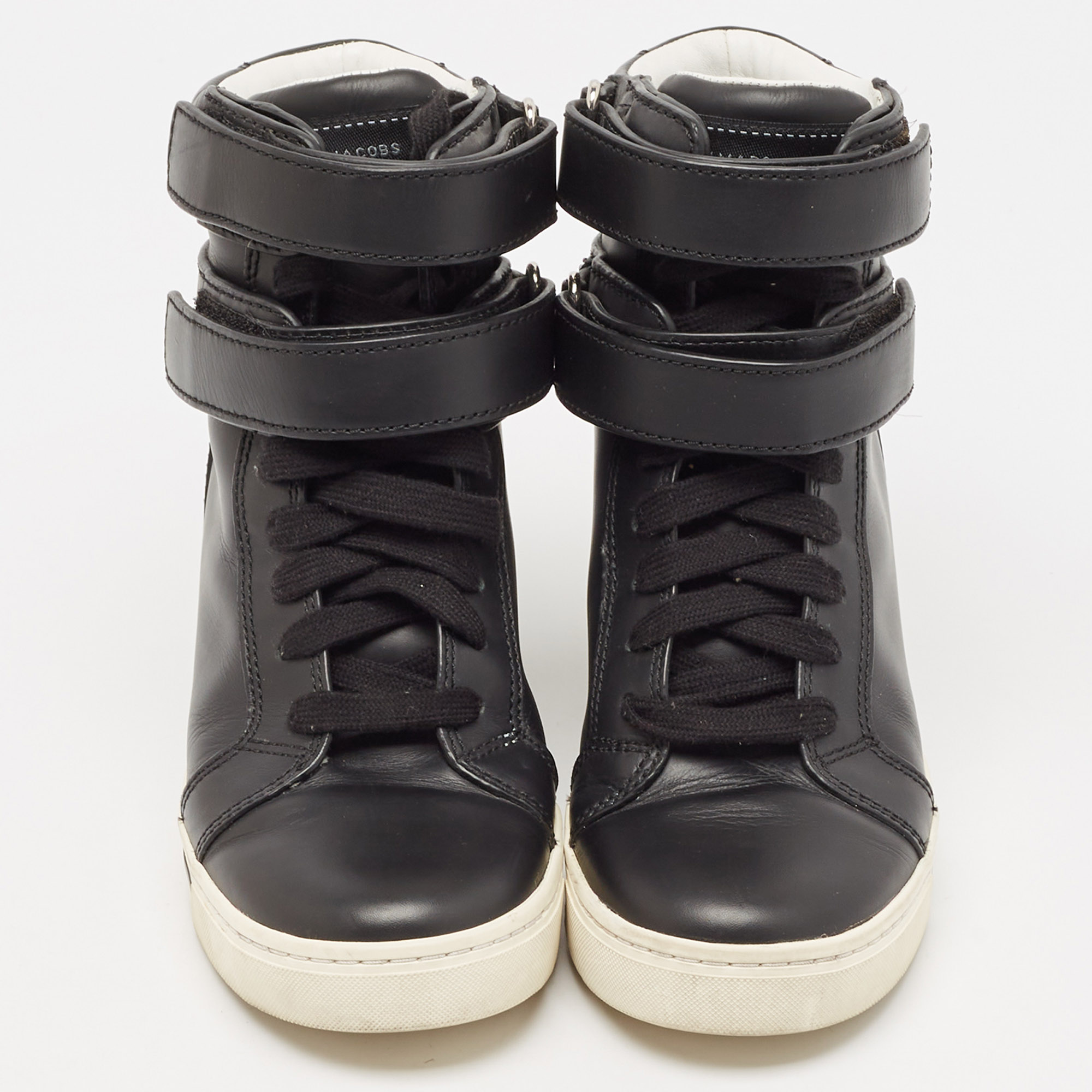 Marc by Marc Jacobs Black Leather High Top Sneakers Size 38 