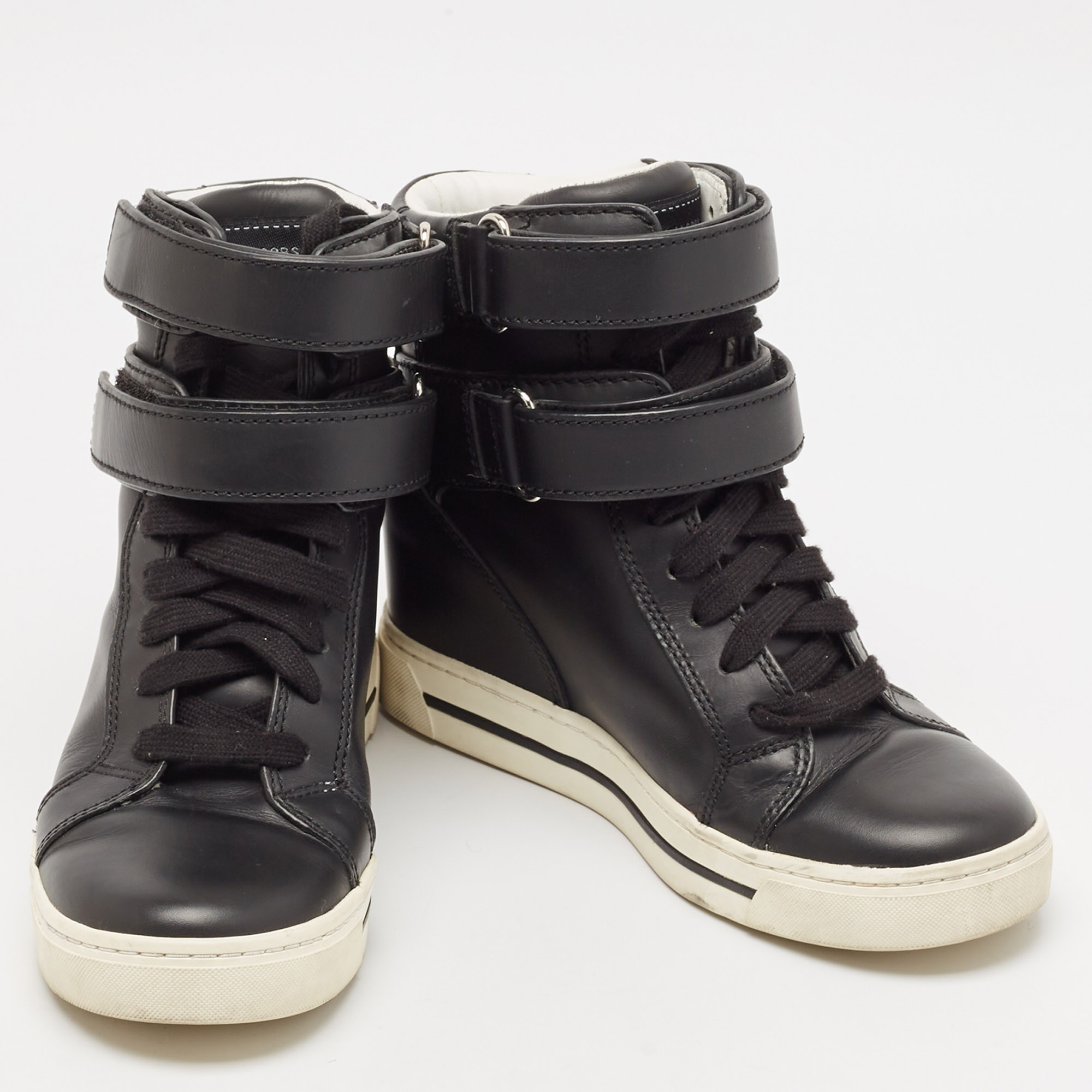 Marc by Marc Jacobs Black Leather High Top Sneakers Size 38 