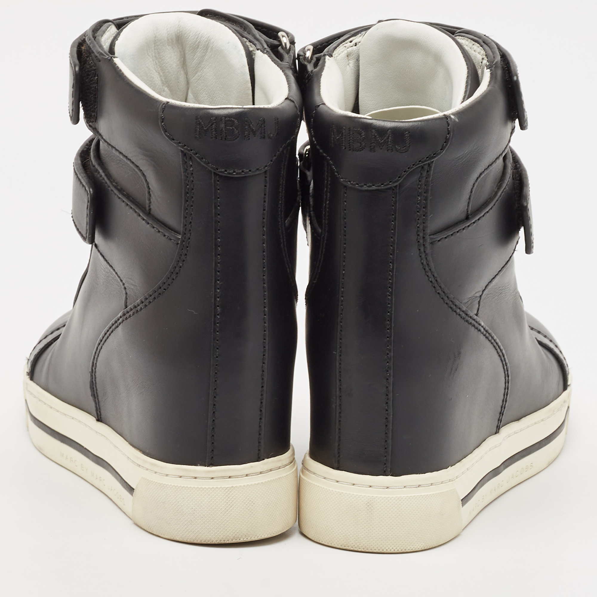 Marc by Marc Jacobs Black Leather High Top Sneakers Size 38 