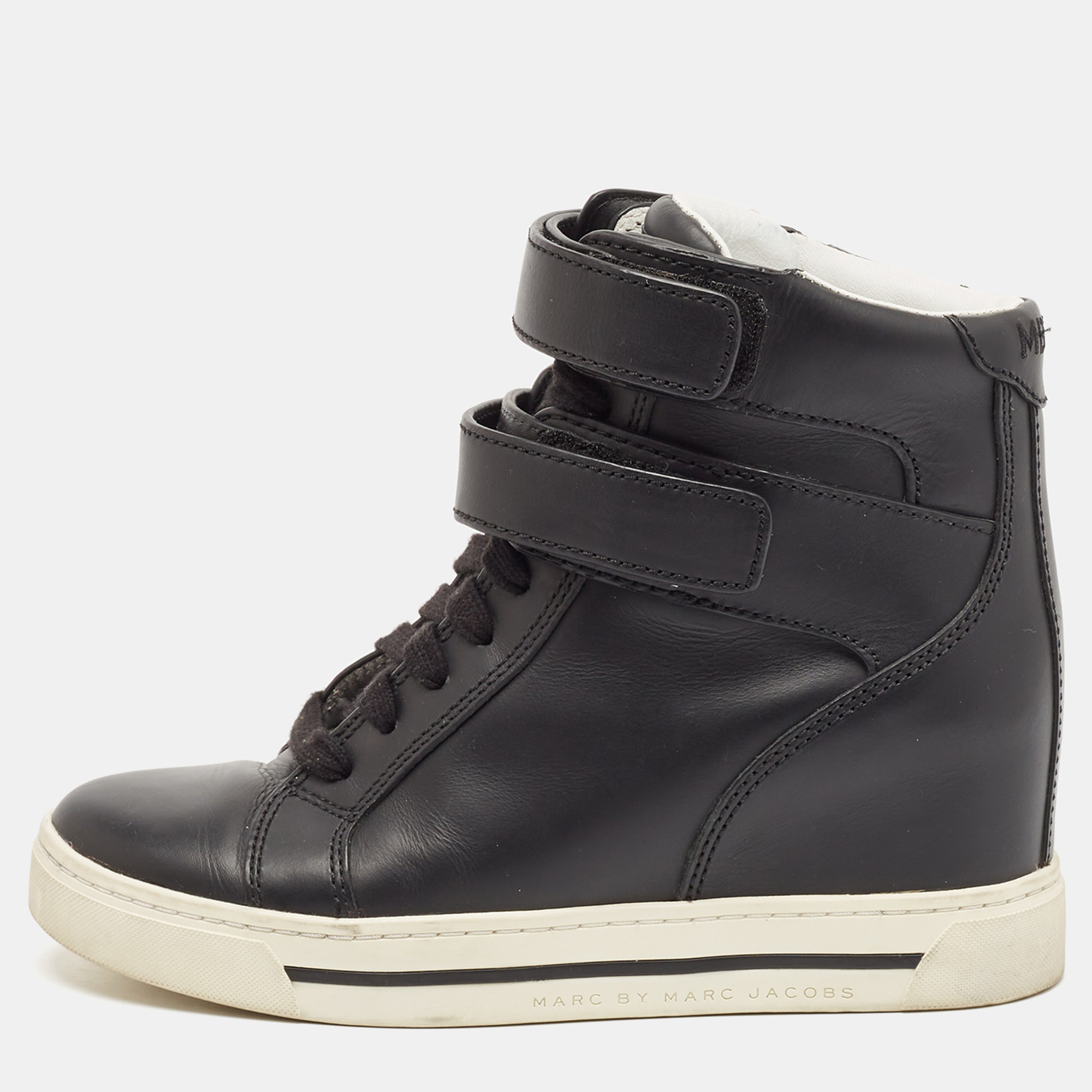 

Marc by Marc Jacobs Black Leather High Top Sneakers Size