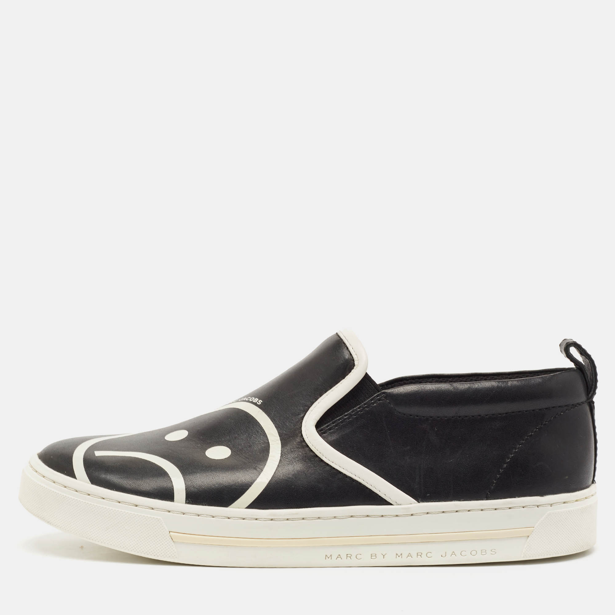 

Marc by Marc Jacobs Black Leather Slip On Sneakers Size