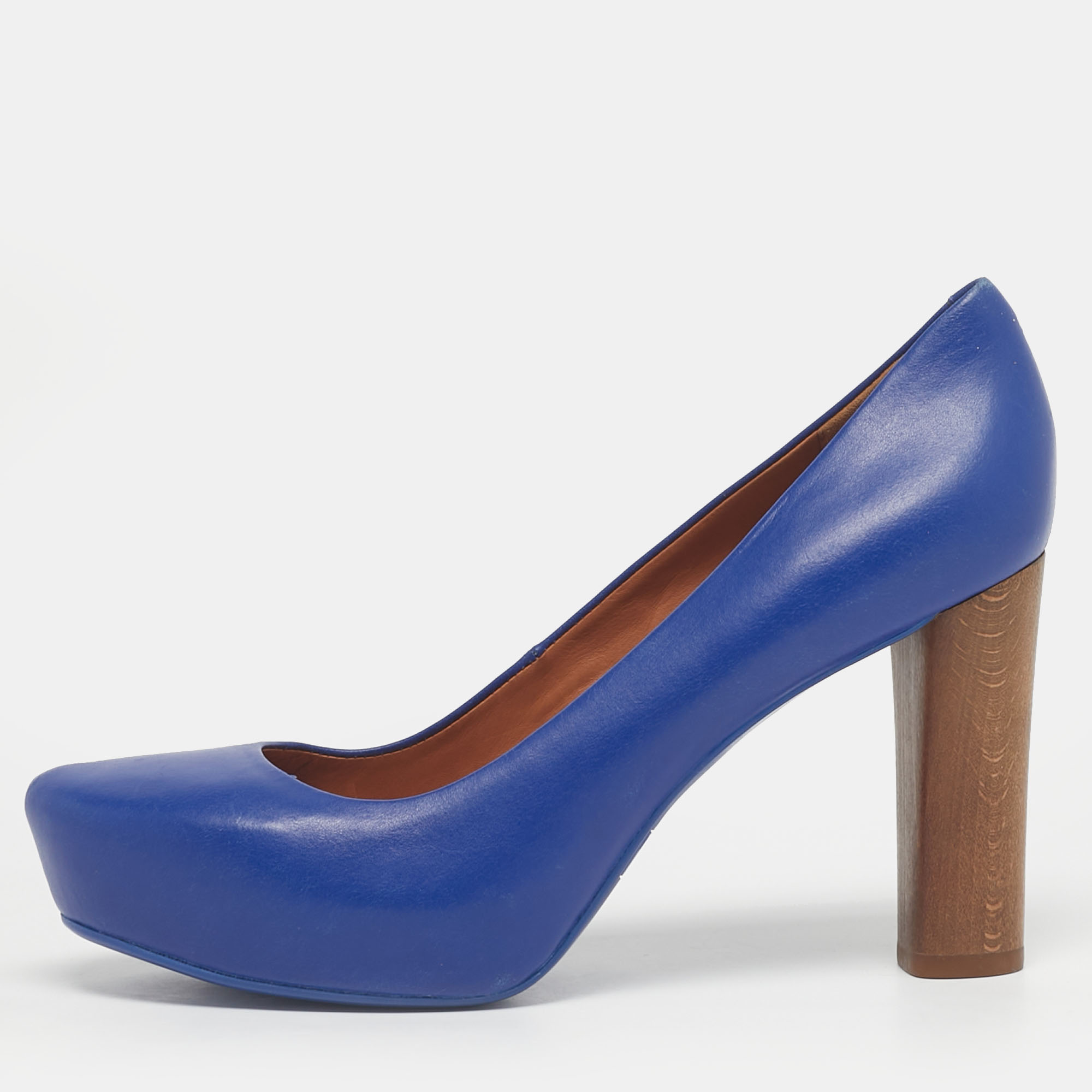 Pre-owned Marc By Marc Jacobs Blue Leather Platform Pumps Size 37