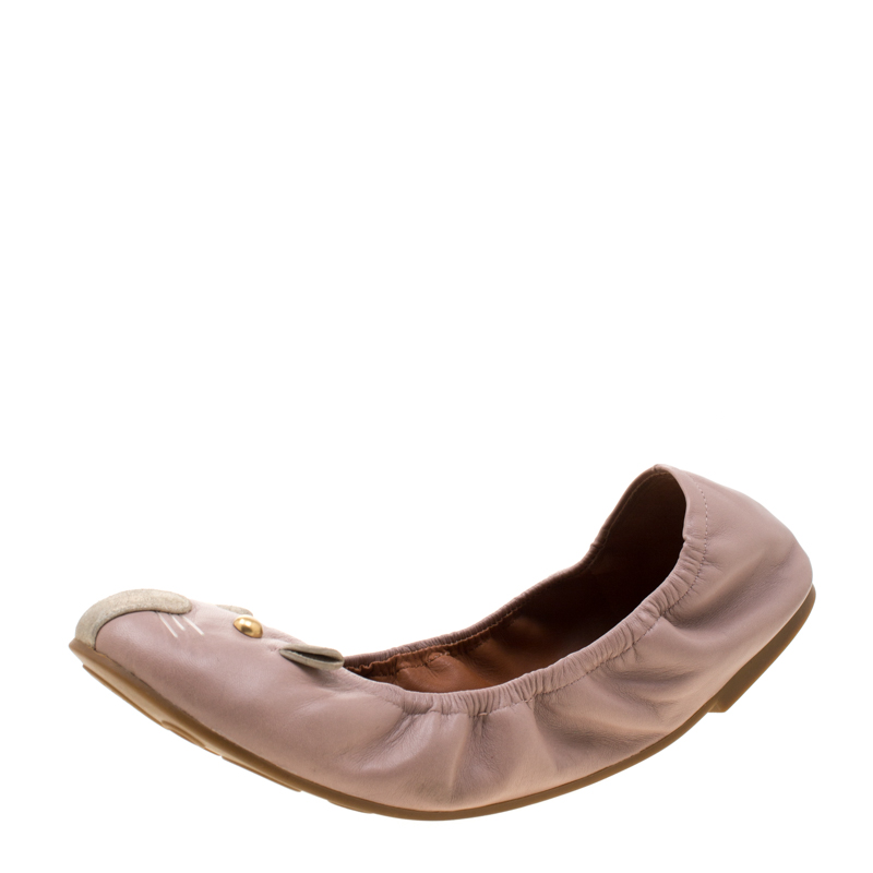 Pre Owned حذاء فلات مارك باي مارك جاكوبس ماوس جلد وردي مقاس 40