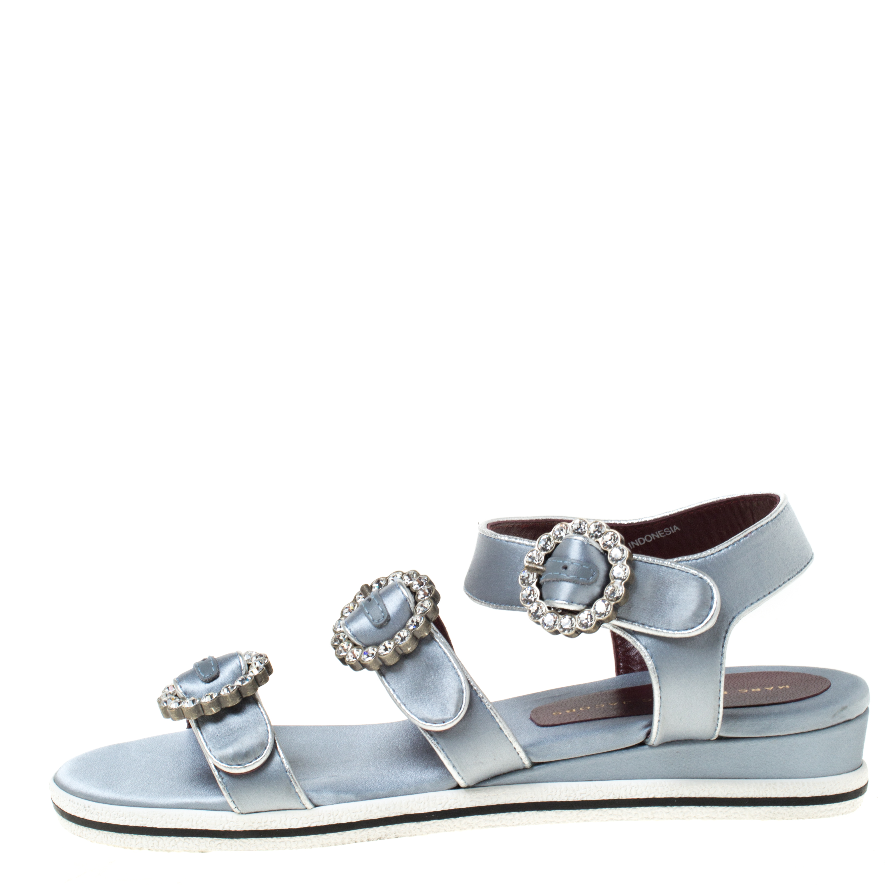 

Marc By Marc Jacobs Light Blue Crystal Embellished Satin Charlotte Sandals Size