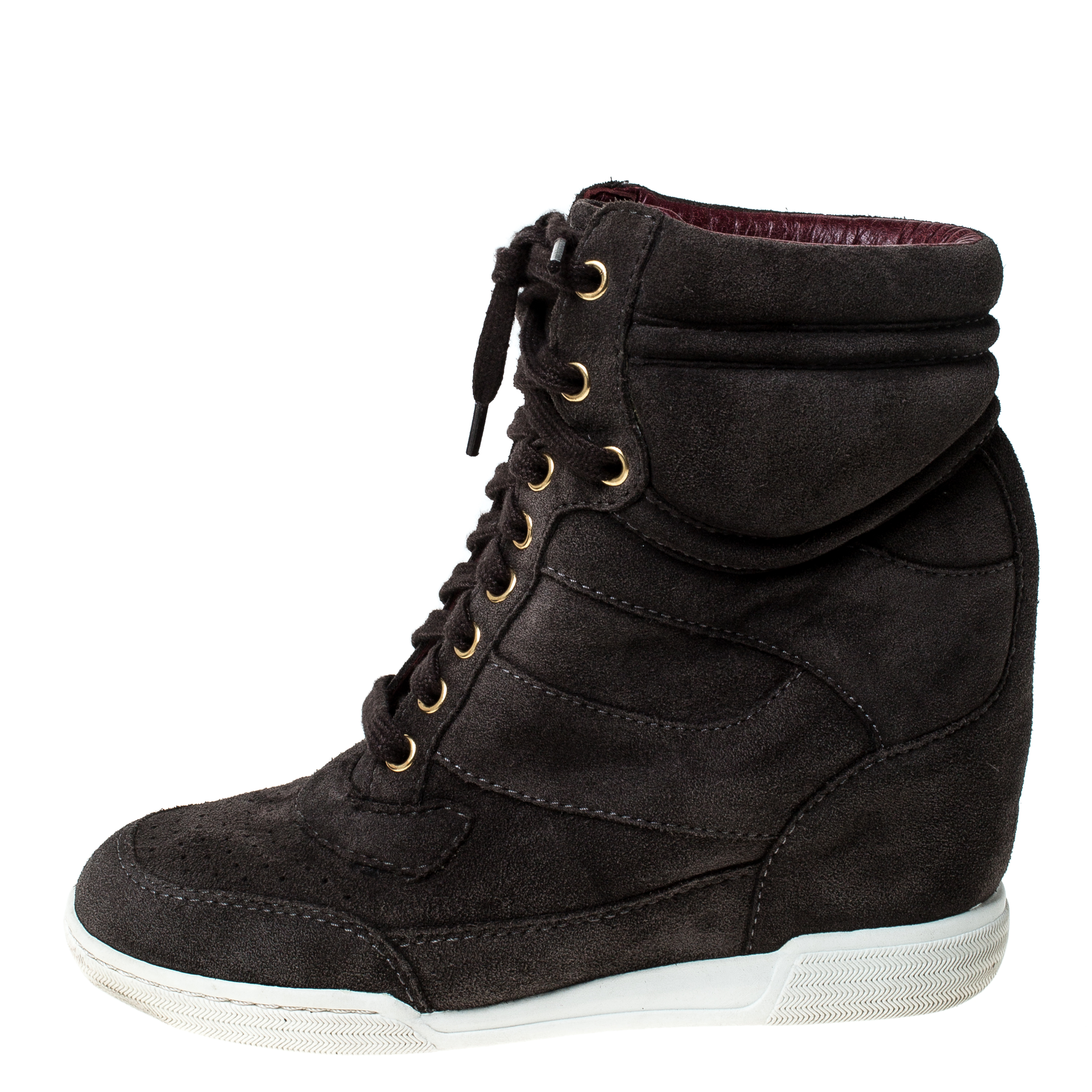

Marc by Marc Jacobs Grey Suede Wedge Lace Up Sneakers Size