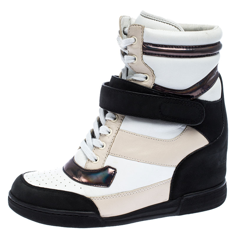 

Marc by Marc Jacobs Tri Color Leather Lace Up Wedge Sneakers Size, Black