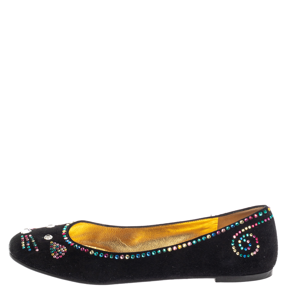 

Marc by Marc Jacobs Black Suede Crystal Embellshed Ballet Flats Size