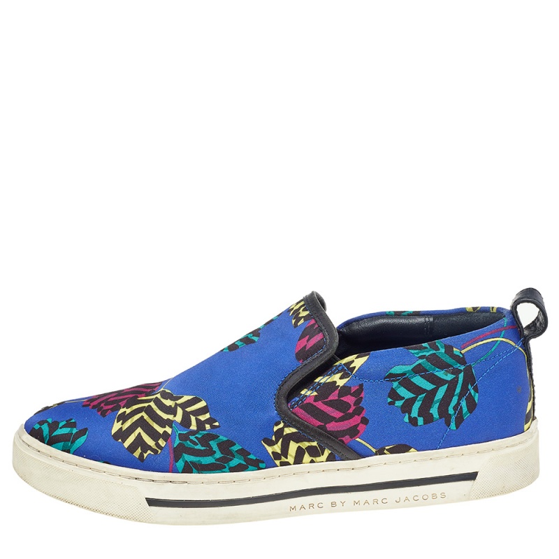 

Marc by Marc Jacobs Multicolor Flower Print Fabric And Leather Slip On Sneakers Size