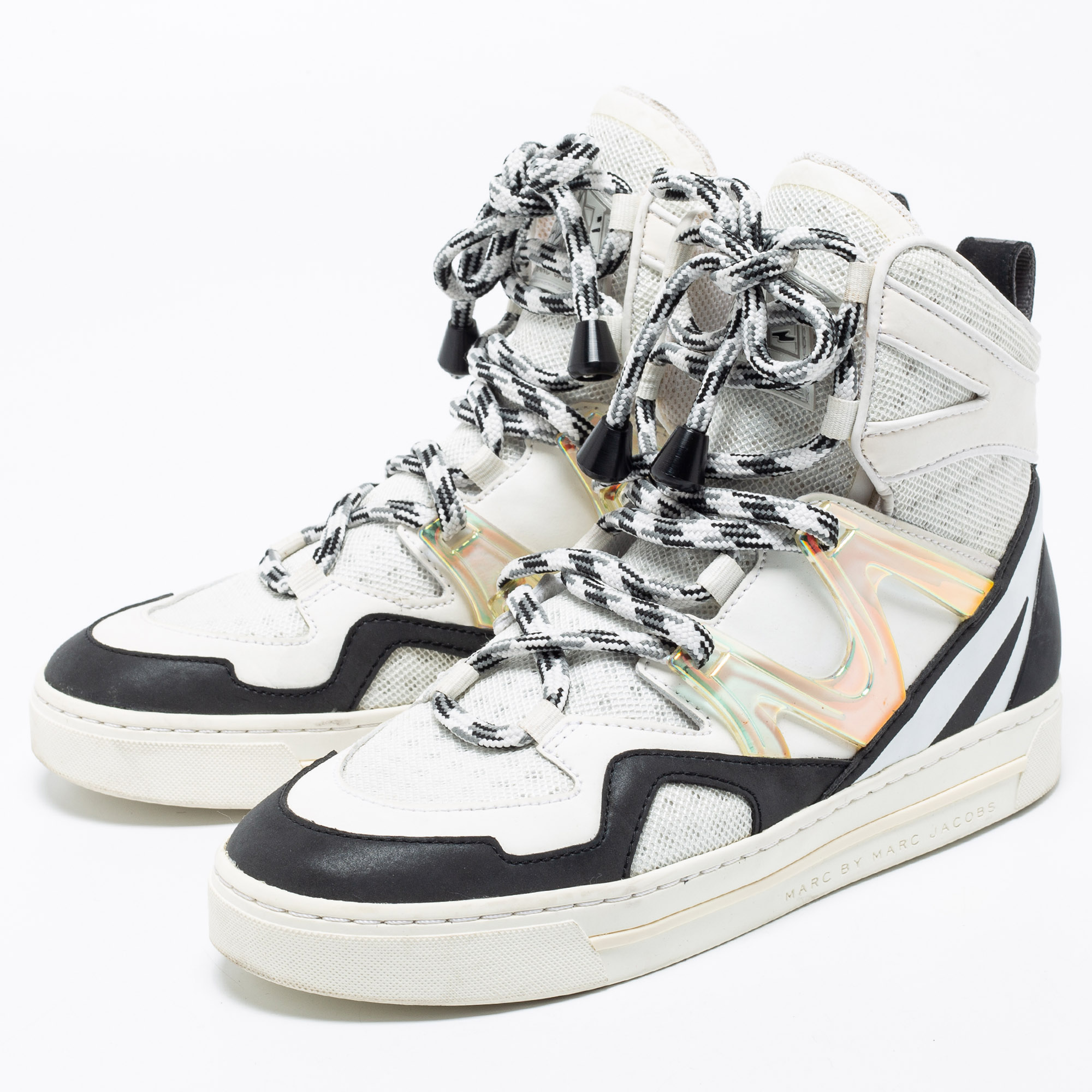 

Marc by Marc Jacobs Multicolor Leather And Mesh High Top Sneakers Size