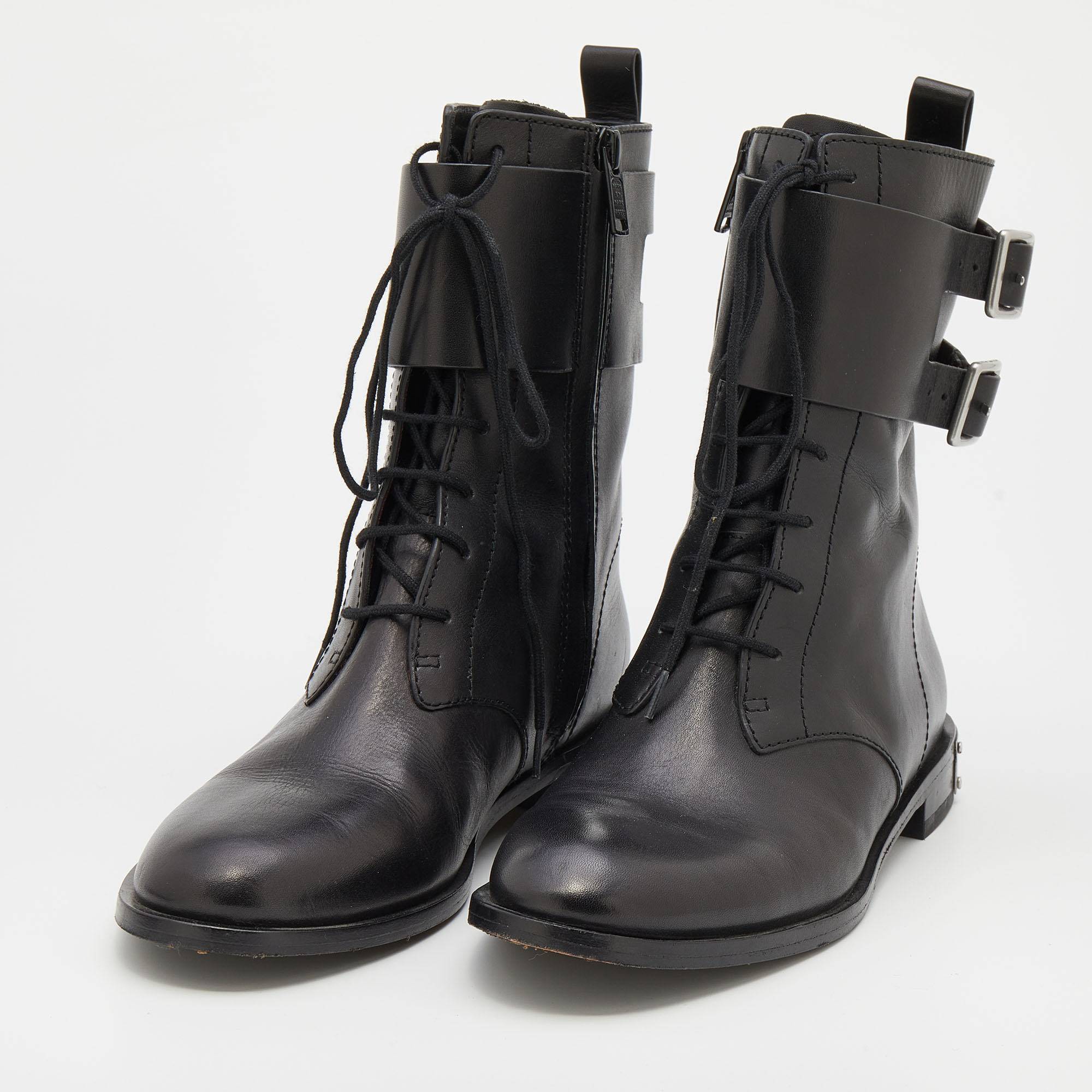 

Marc by Marc Jacobs Black Leather Lace Up Ankle Length Boots Size