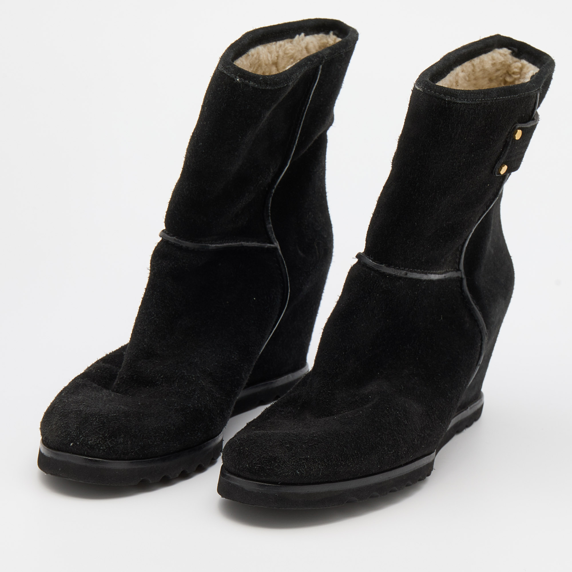 

Marc By Marc Jacobs Black Suede Wedge Ankle Length Boots Size