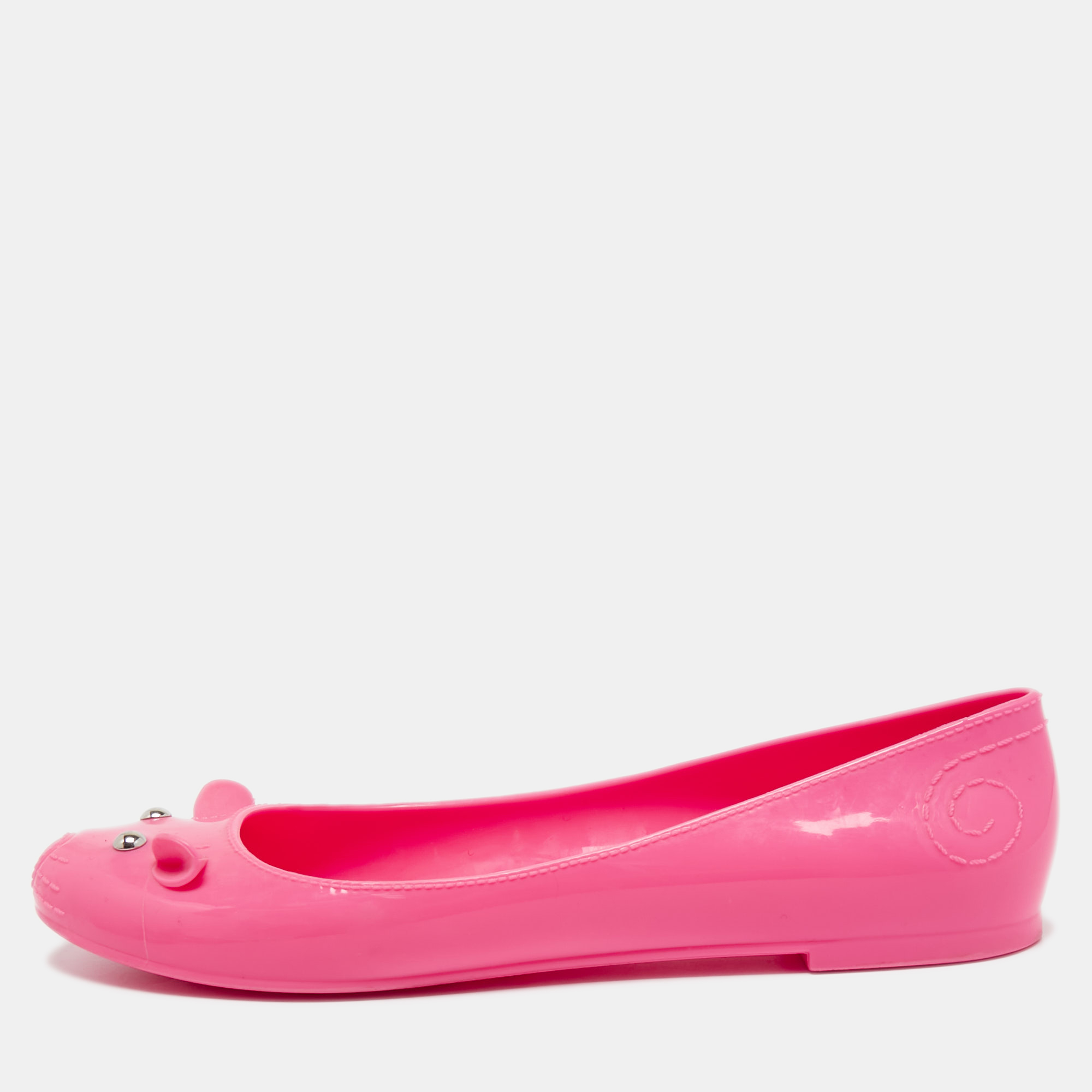 Pre-owned Marc By Marc Jacobs Neon Pink Rubber Mouse Ballet Flats Size 40