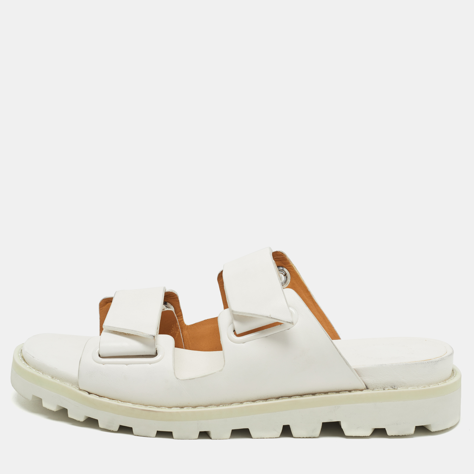 Pre-owned Marc By Marc Jacobs White Leather Slides Size 37