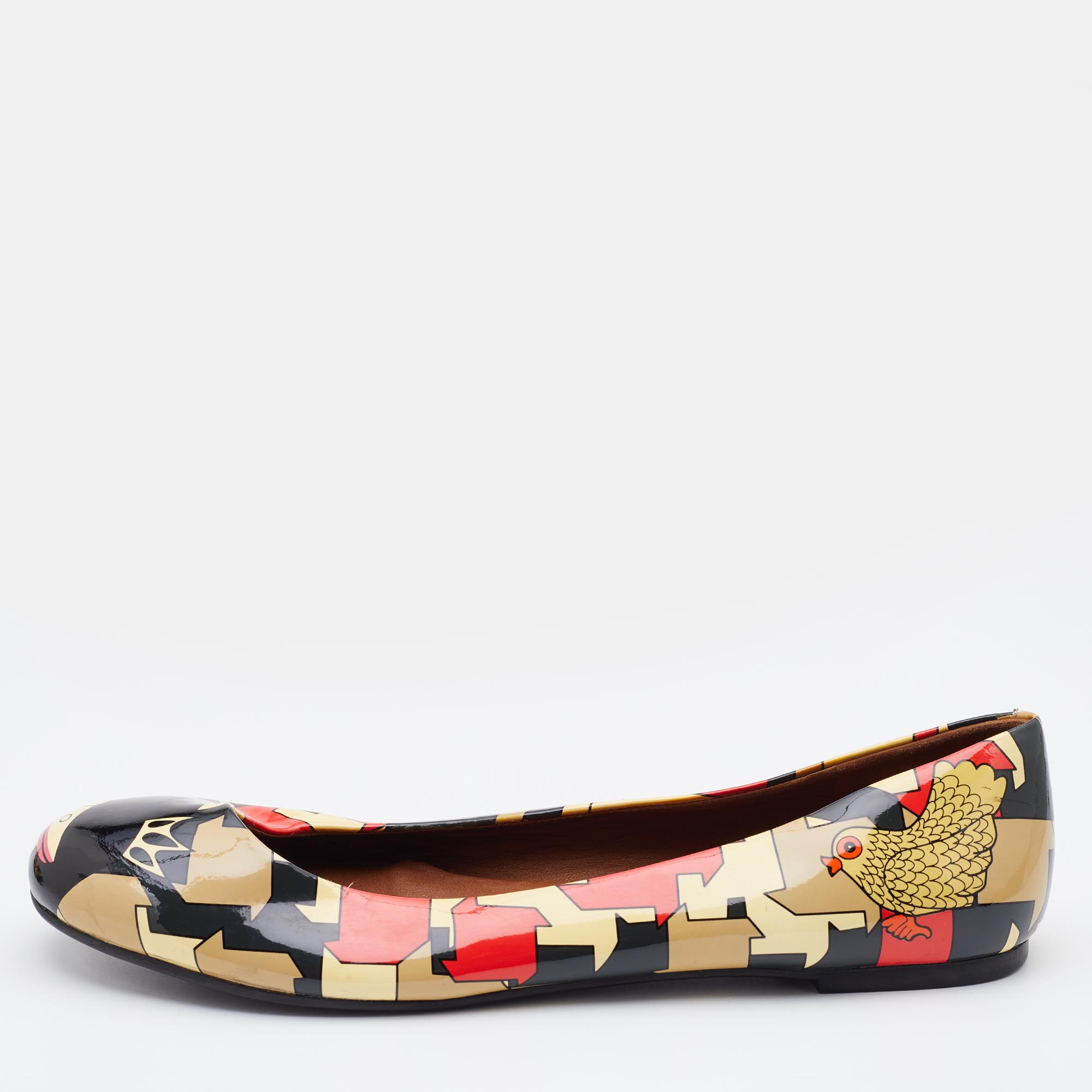 Pre-owned Marc By Marc Jacobs Multicolour Printed Patent Leather Ballet Flats Size 40 In Multicolor