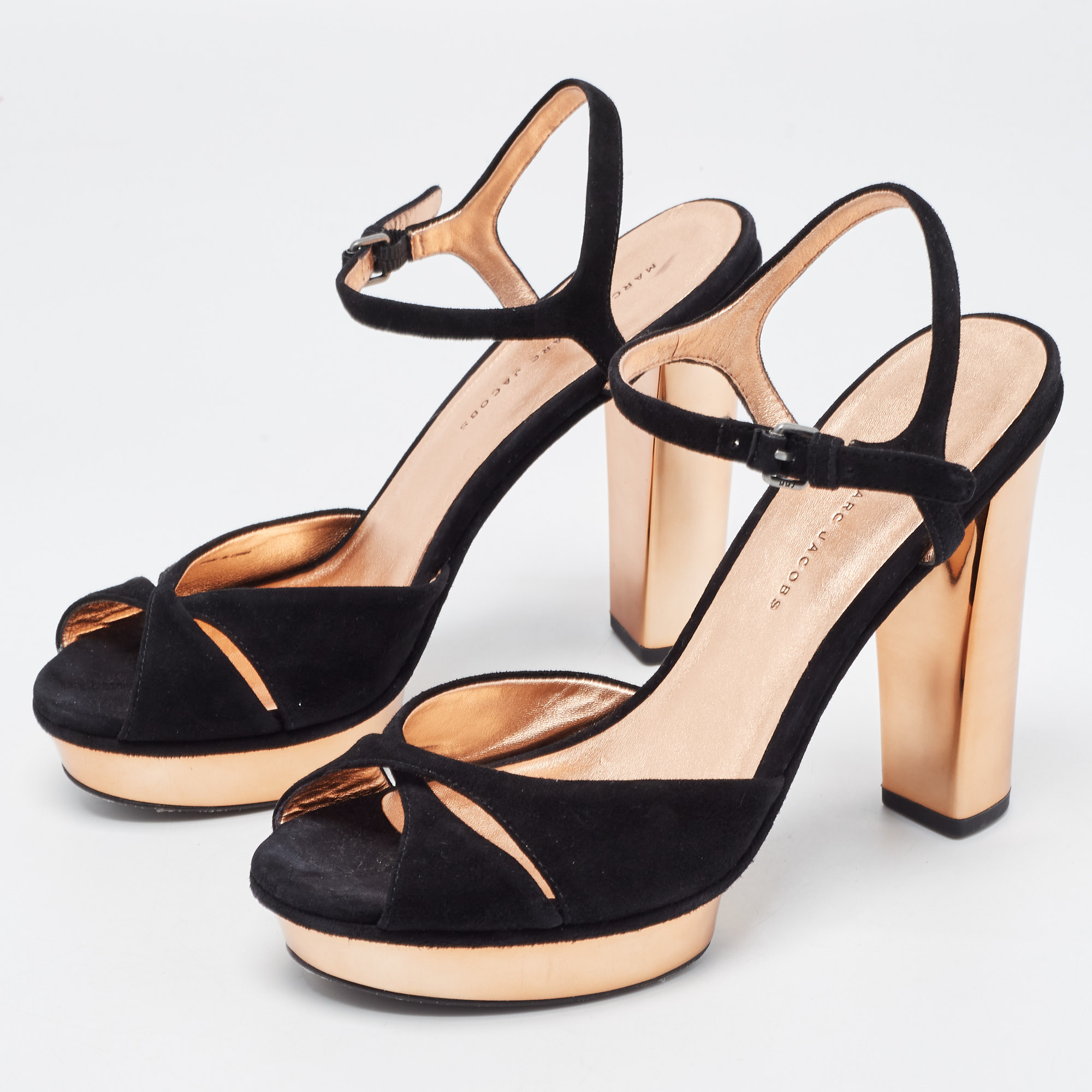 

Marc by Marc Jacobs Black Suede Block Heel Sandals Size