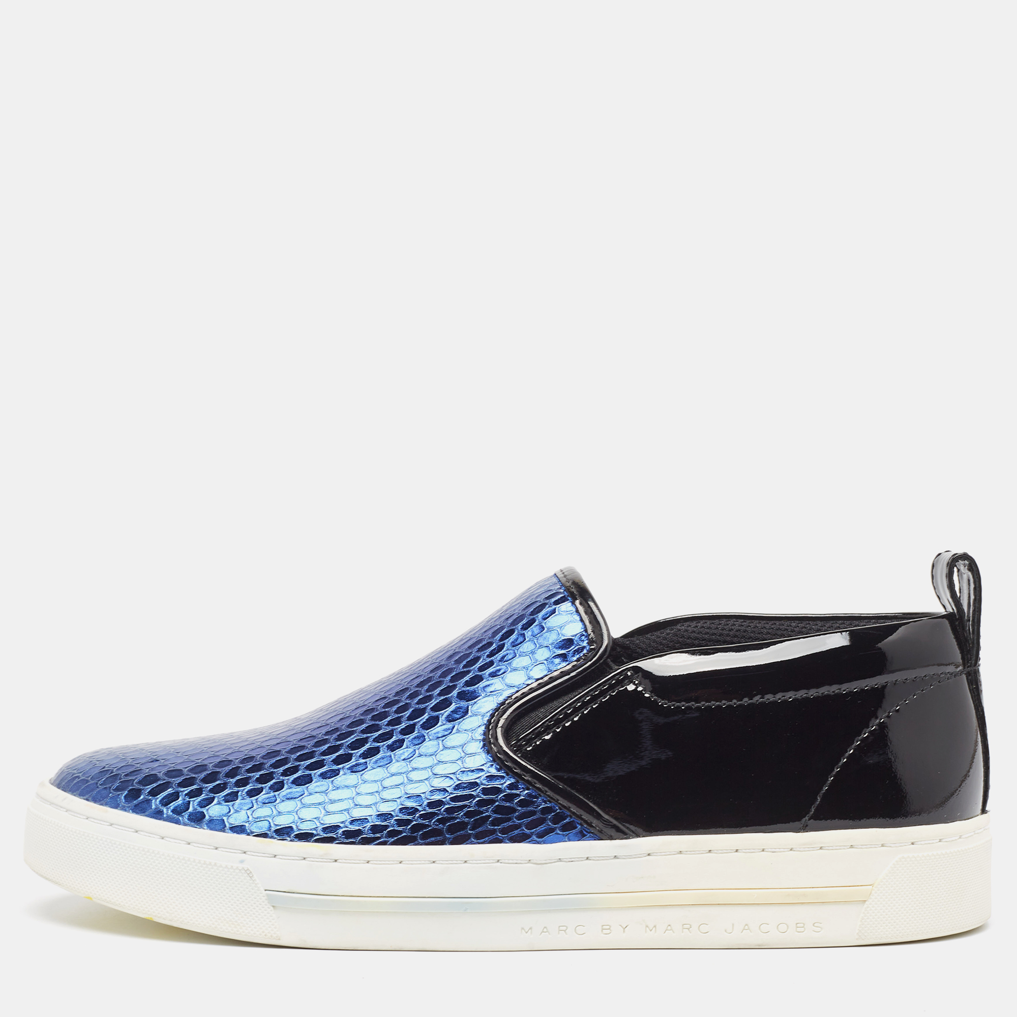 

Marc by Marc Jacobs Blue Python Embossed Leather Broome Sneakers Size