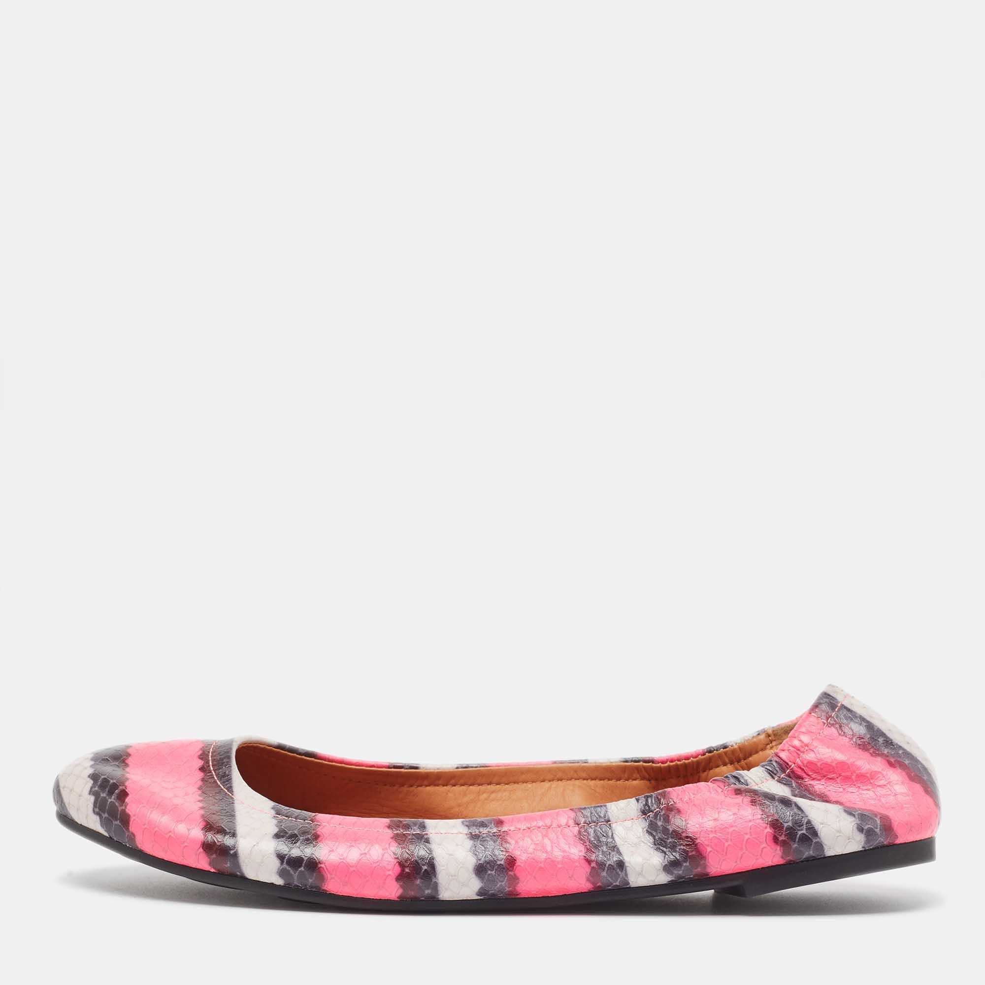 

Marc by Marc Jacobs Tricolor Embossed Python Ballet Flats Size, Pink