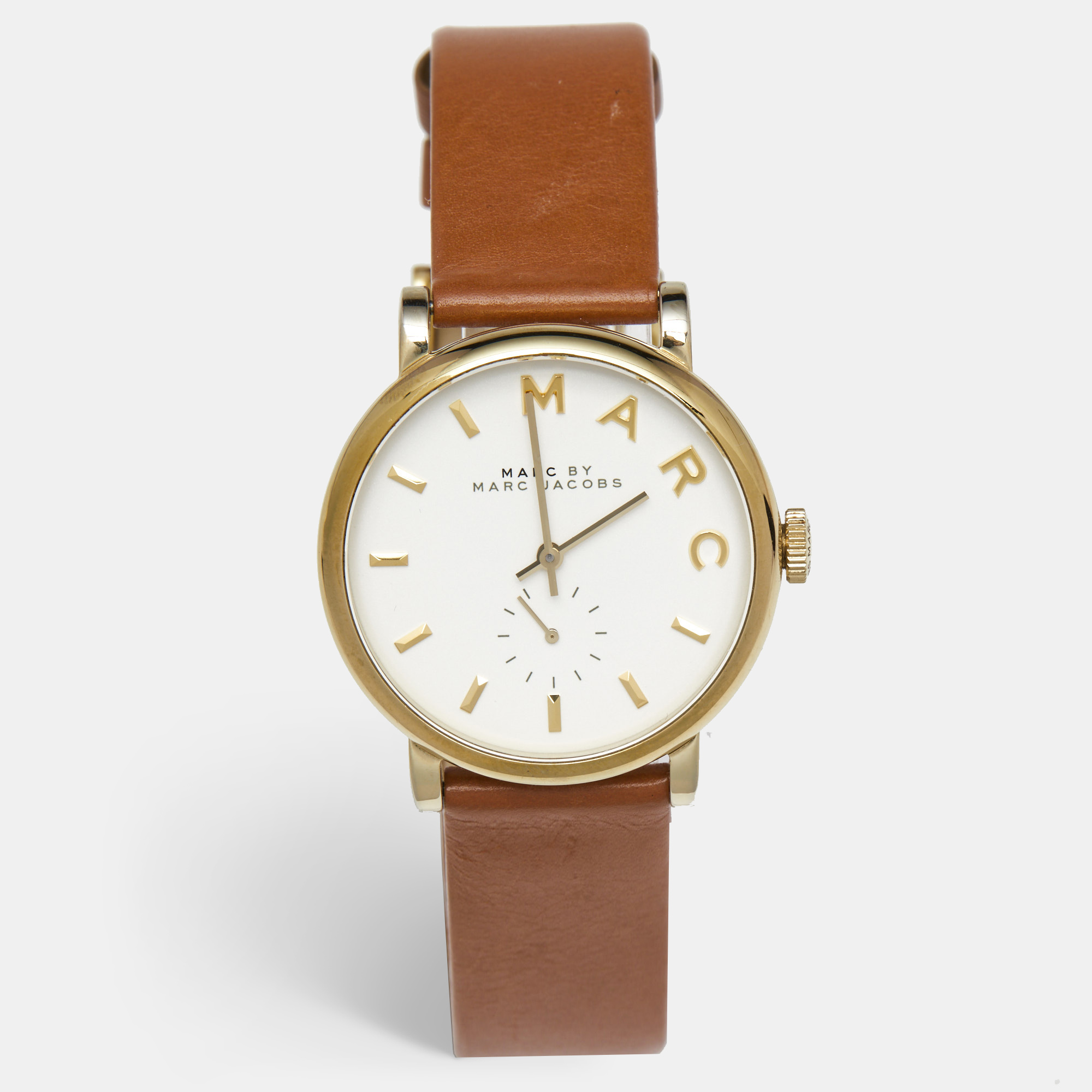 

Marc By Marc Jacobs White Gold Plated Stainless Steel Leather Baker MBM1316 Women's Wristwatch