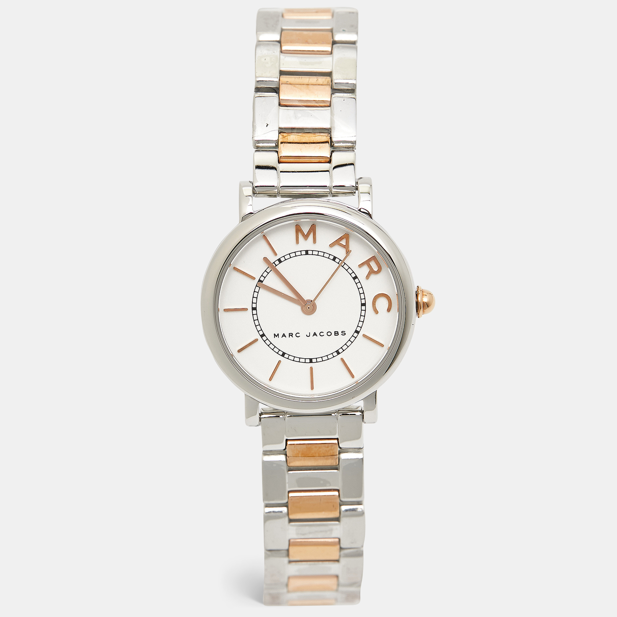 

Marc By Marc Jacobs White Two-Tone Stainless Steel Roxy MJ3553 Women's Wristwatch, Silver