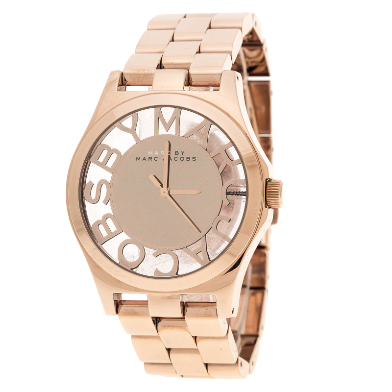 Pre Owned Marc by Marc Jacobs Rose Gold Plated Henry Skeleton MBM3107 Women's Wristwatch 40 mm