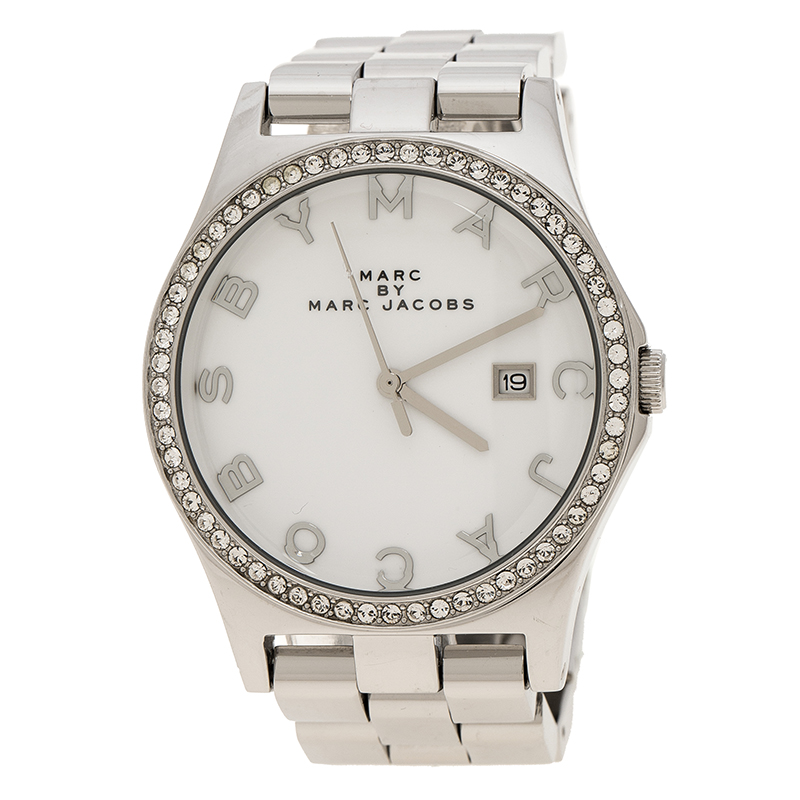 Marc By Marc Jacobs White Stainless Steel Crystal MBM3044 Women's ...