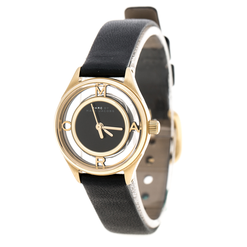 Marc By Marc Jacobs Tether Black Gold Plated MBM1381 Women's Wristwatch 25 mm