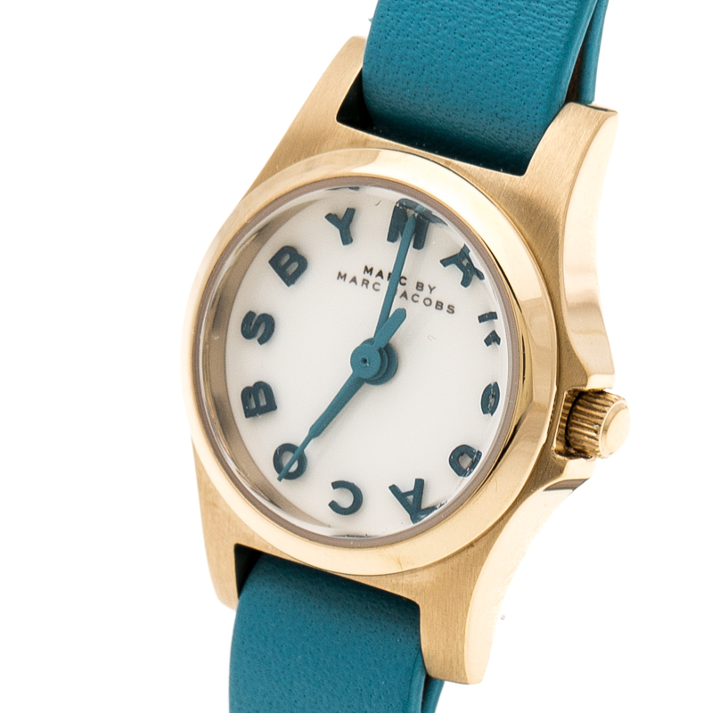 

Marc by Marc Jacobs White Yellow Gold Plated Stainless Steel Henry MBM1314 Women's Wristwatch, Blue