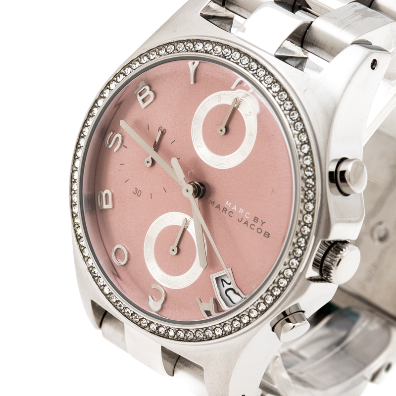 

Marc by Marc Jacobs Pink Stainless Steel Crystal Henry Chronograph R258296 Women's Wristwatch