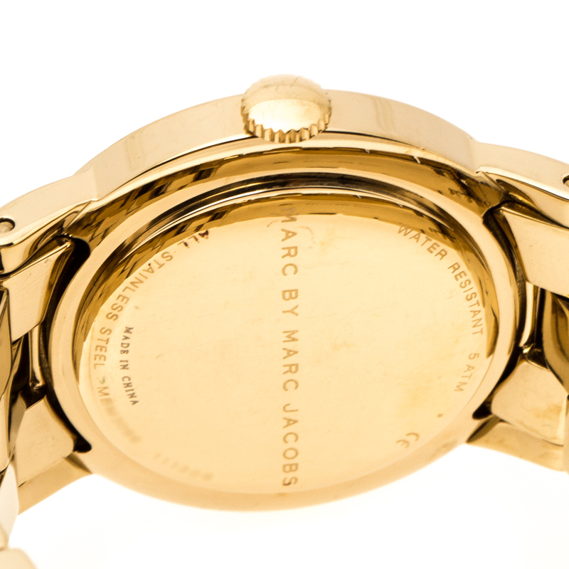 Marc by Marc Jacobs White Yellow Gold Plated Stainless Steel Amy MBM3056 Women's Wristwatch 36 mm