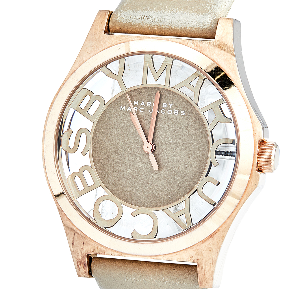 

Marc by Marc Jacobs Brown Rose Gold Plated Stainless Steel Leather Henry MBM1245 Women's Wristwatch