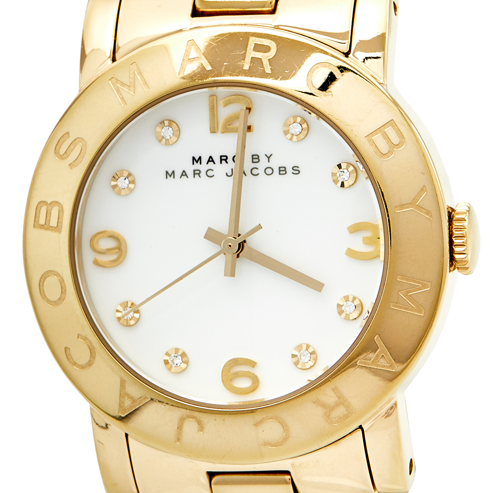 

Marc by Marc Jacobs White Yellow Gold Plated Stainless Steel Amy MBM3056 Women's Wristwatch