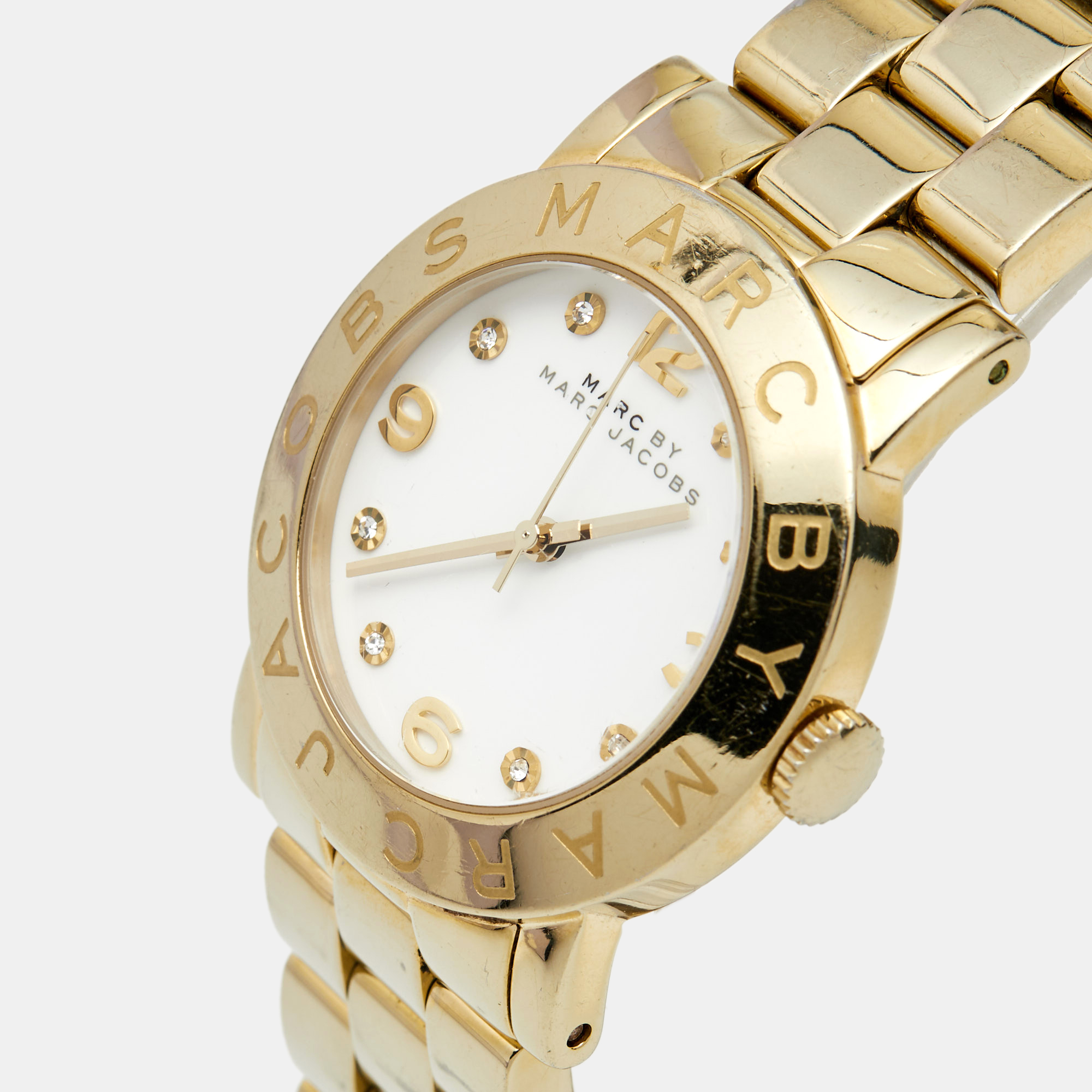 

Marc by Marc Jacobs White Yellow Gold Plated Stainless Steel Amy MBM3056 Women's Wristwatch