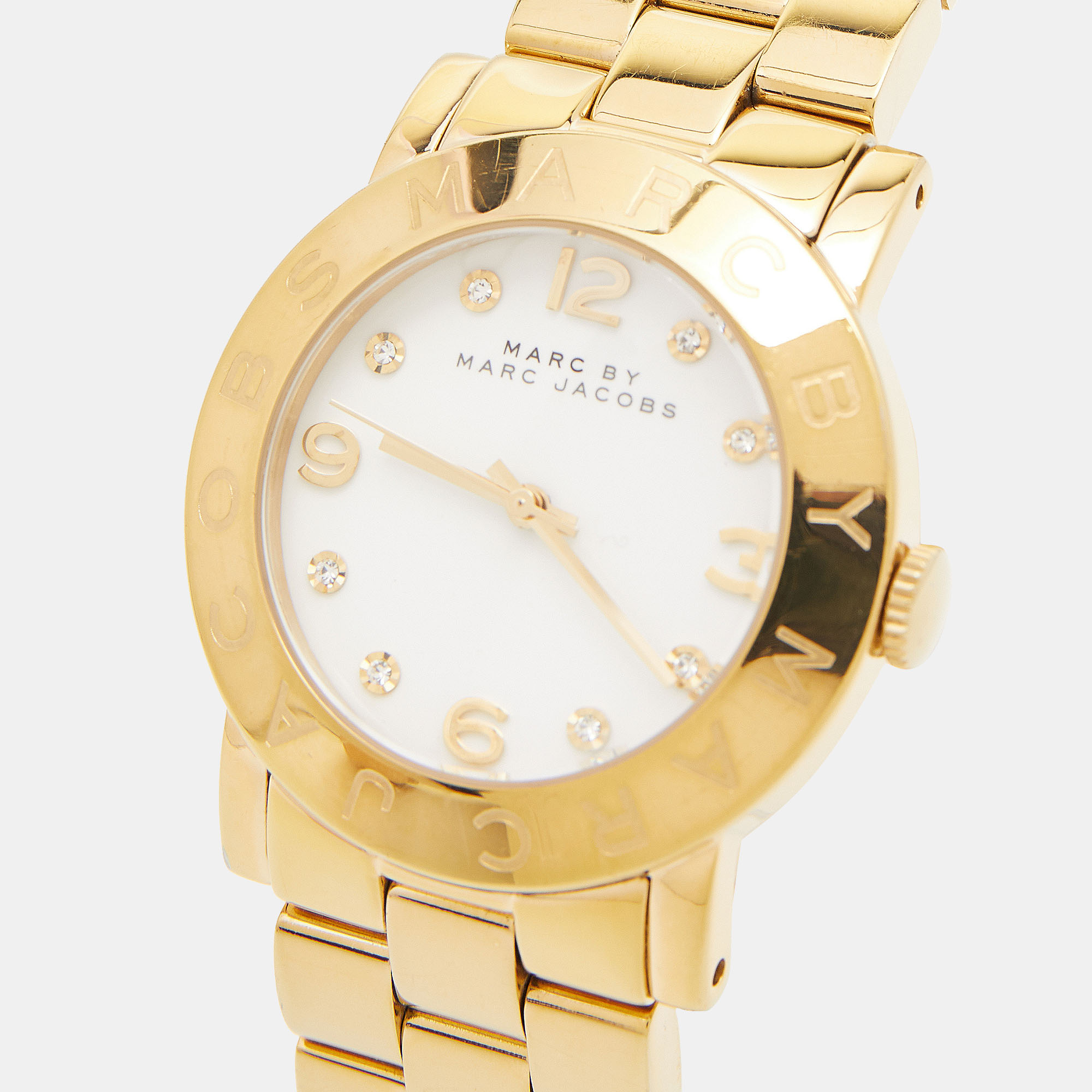 

Marc by Marc Jacobs White Yellow Gold Plated Stainless Steel Amy MBM3056 Women's Wristwatch