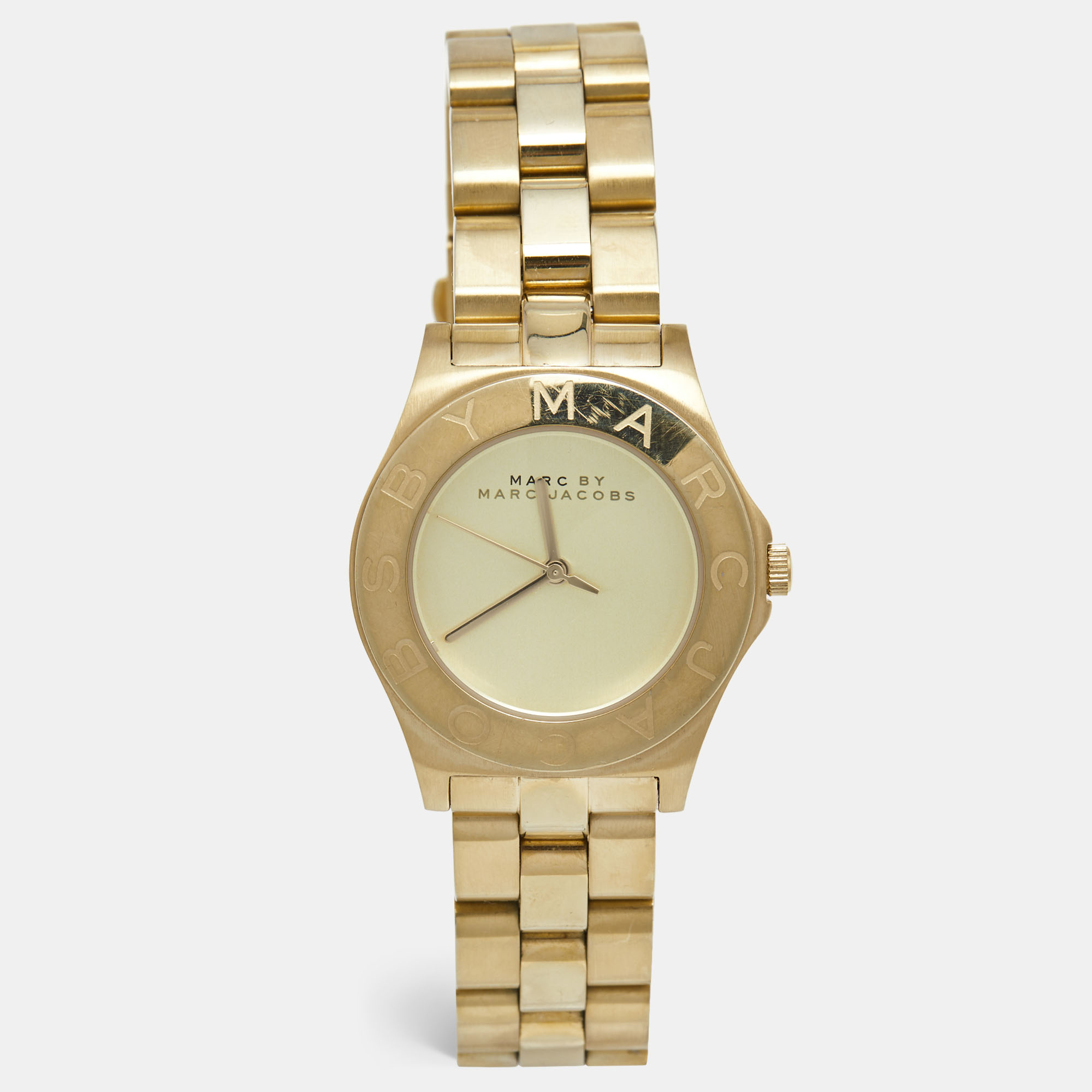 Pre-owned Marc By Marc Jacobs Champagne Gold Plated Stainless Steel Blake Mbm3126 Women's Wristwatch 36 Mm